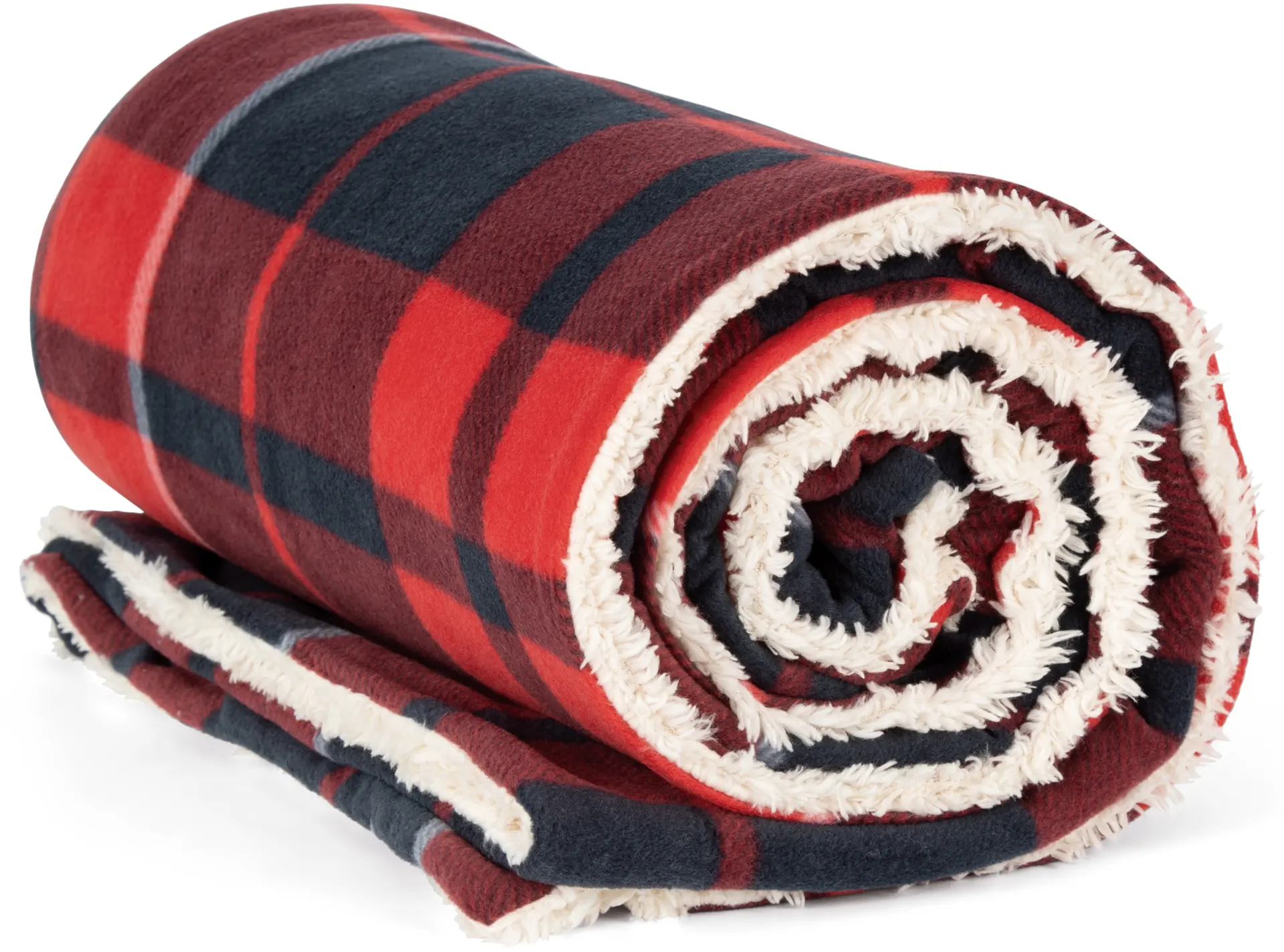kariban-KP431-sherpa-fleece-decke-red-navy-front-3 Kariban Sherpa Fleece Decke