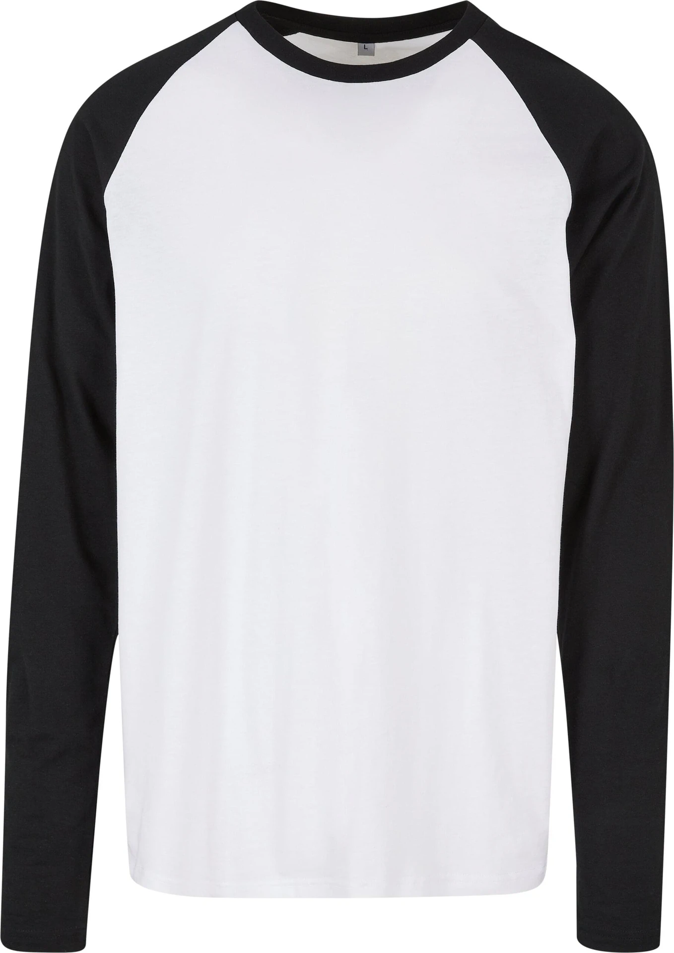 BYB-BB023-mens-contrast-raglan-longsleeve-t-shirt-white-black-front-4 Build Your Brand Contrast Raglan Longsleeve T-Shirt