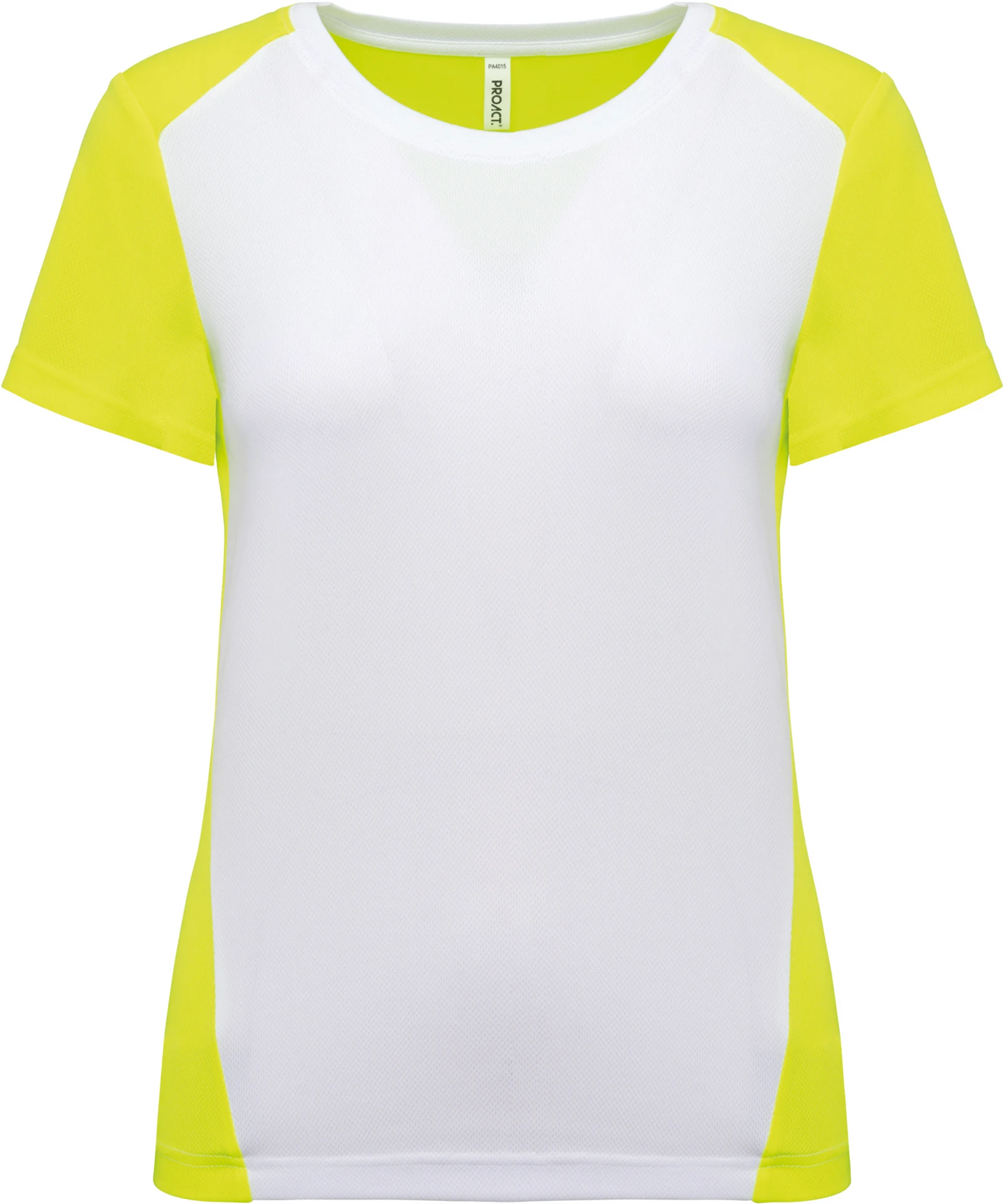 kariban-PA4015-damen-kontrast-sport-shirt-white-fluorescentyellow-front-3 Kariban Damen Kontrast Sport Shirt