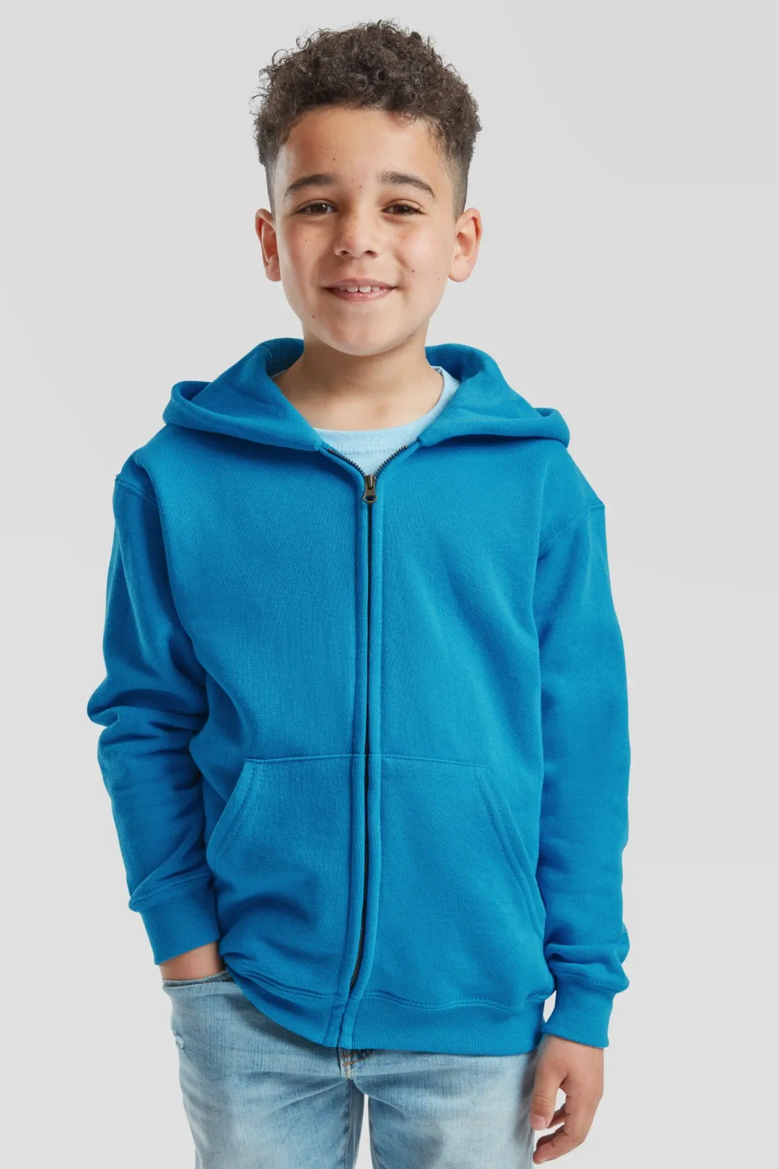 fruit-of-the-loom-62-045-0-kids-classic-hooded-sweat-jacket-azureblue-model-0 F.O.L. Classic Hooded Sweat Jacket Kids