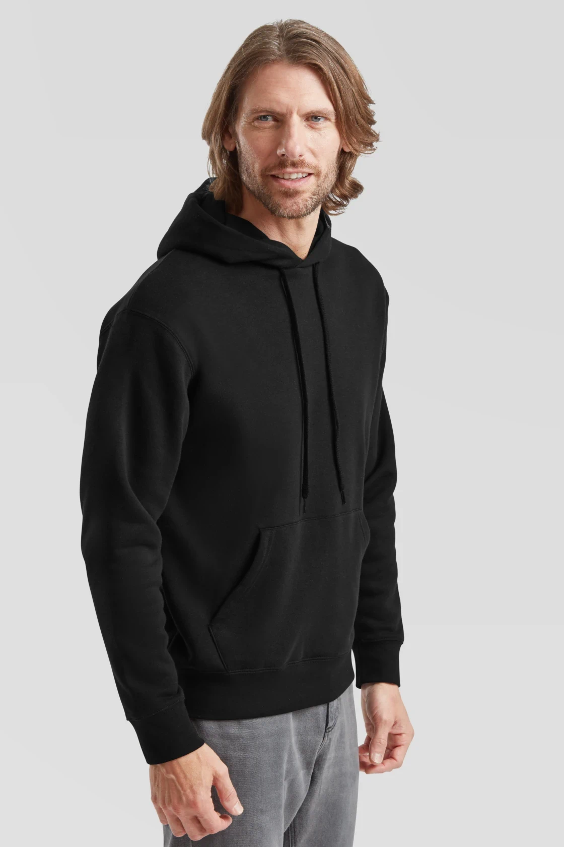 fruit-of-the-loom-62-152-0-premium-hooded-sweatshirt-black-model-1 F.O.L. Premium Hooded Sweat