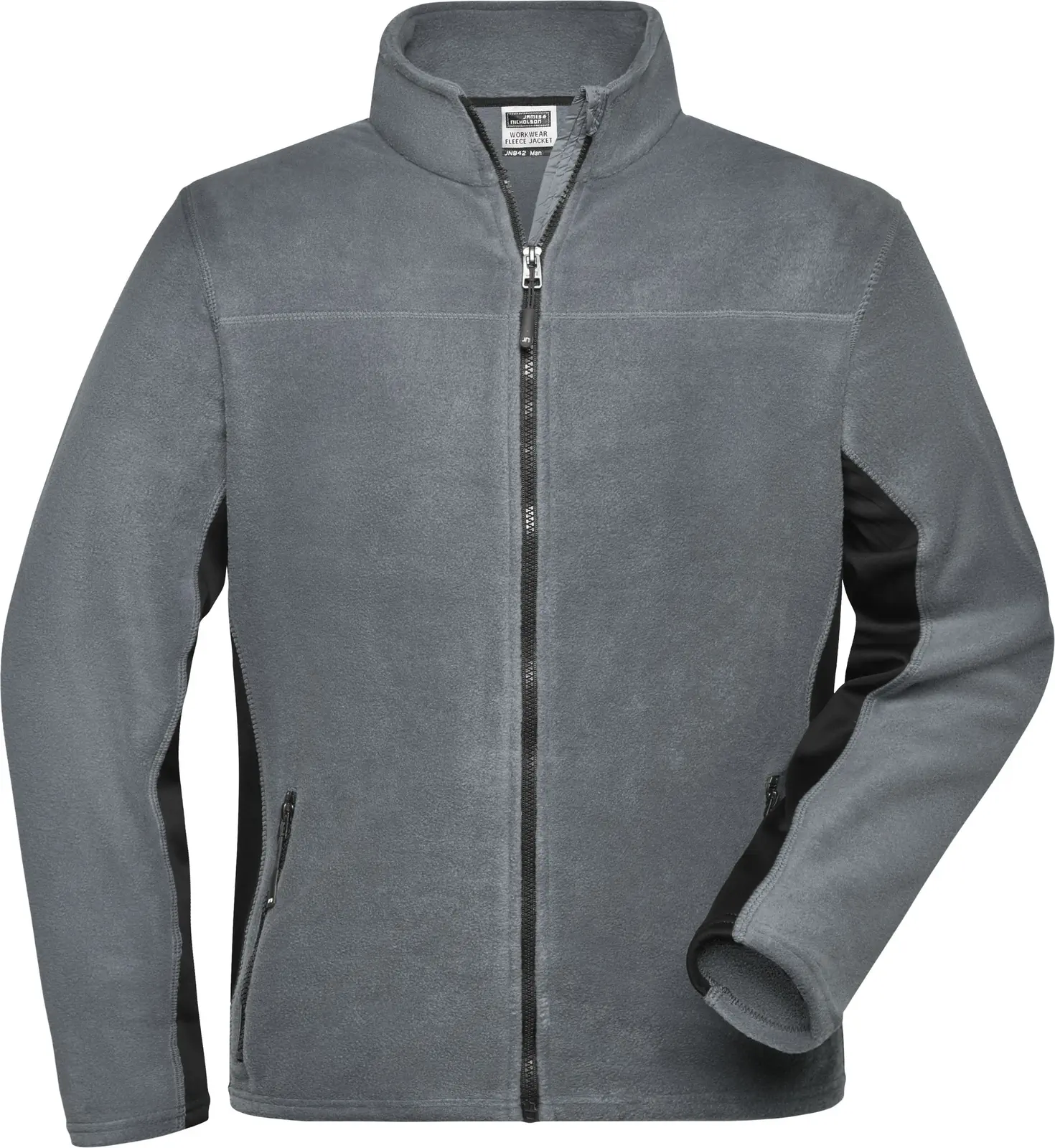 jn842-mens-workwear-fleece-jacket-carbon-black-front-3 James & Nicholson Men's Workwear Fleece Jacket -Strong-