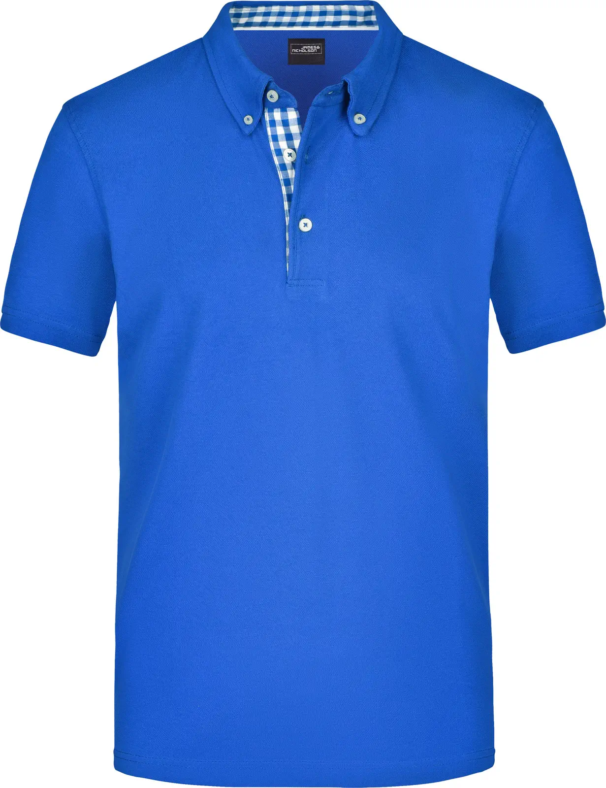 jn964-mens-plain-poloshirt-royal-royal-white-front-3 James & Nicholson Men`s Plain Polo