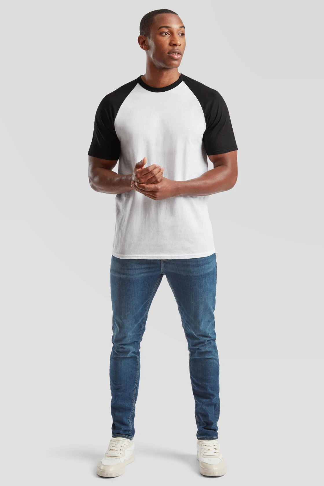 fruit-of-the-loom-61-026-0-valueweight-short-sleeve-baseball-t-shirt-white-black-model-3 F.O.L. Shortsleeve Baseball T