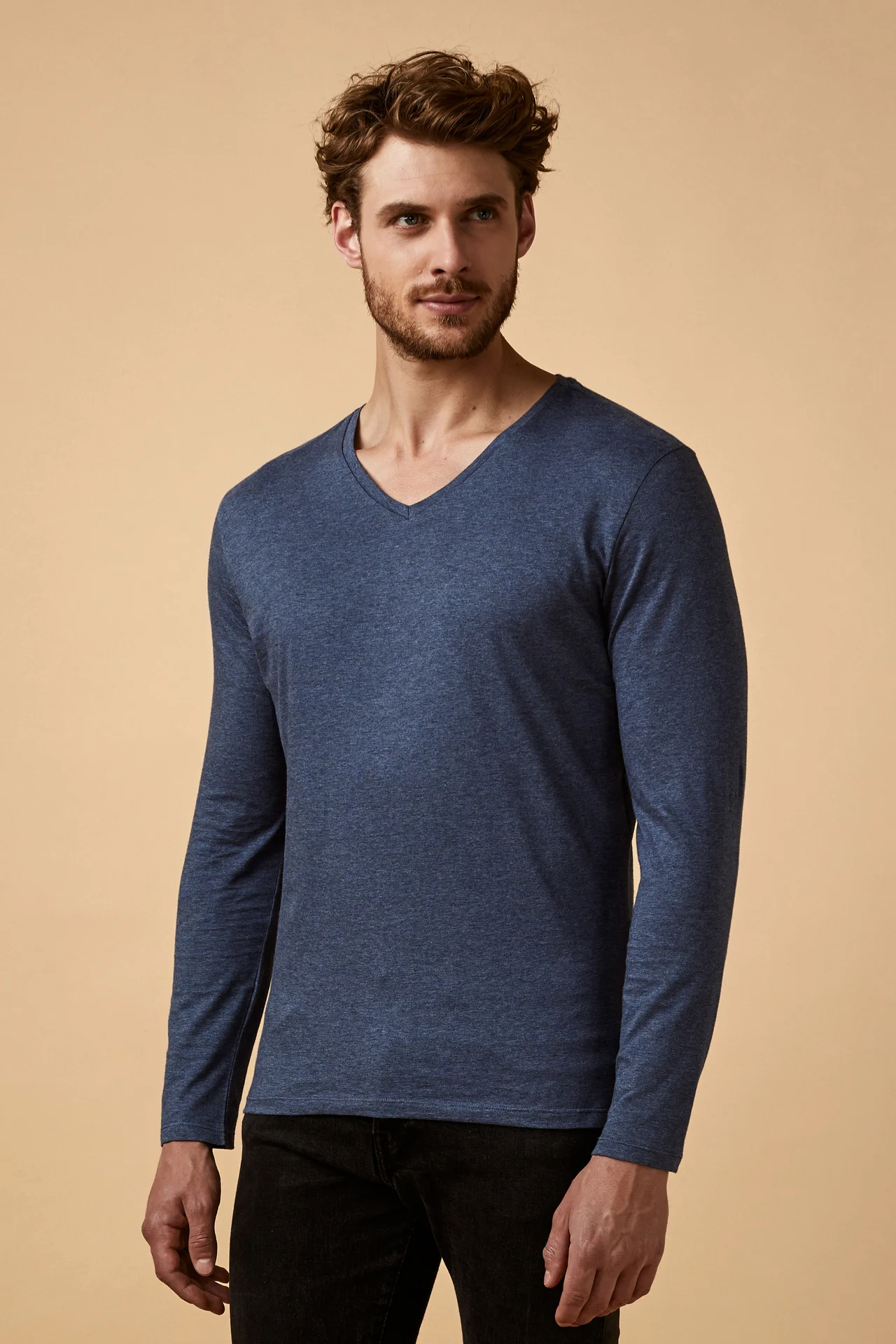 Promodoro X.O Men´s V-Neck T-Shirt Long Sleeve