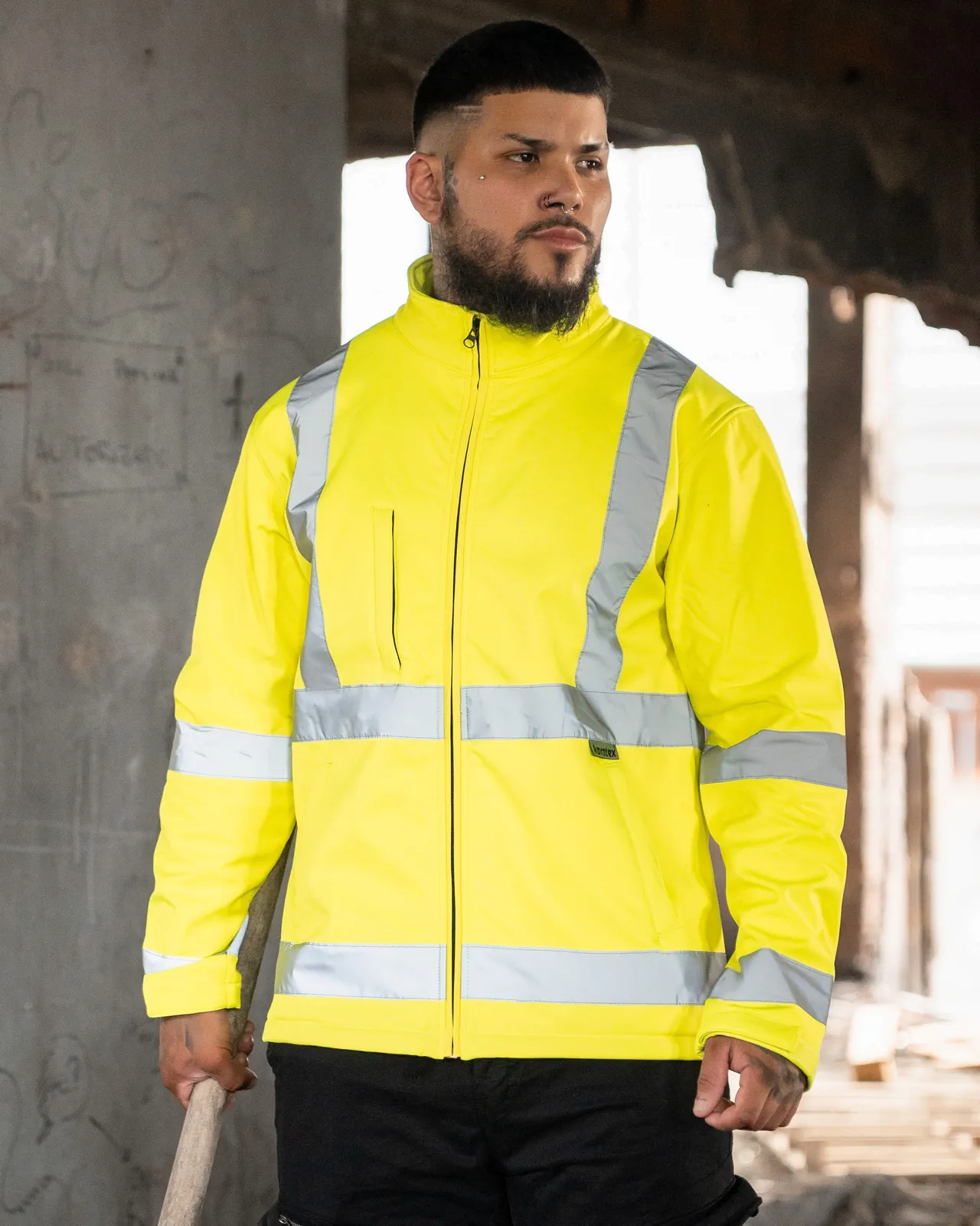 korntex-kxsshj-hi-vis-safety-softshell-jacket-turku-signalyellow-model-0 Korntex Hi-Vis Safety Softshell Jacket Turku