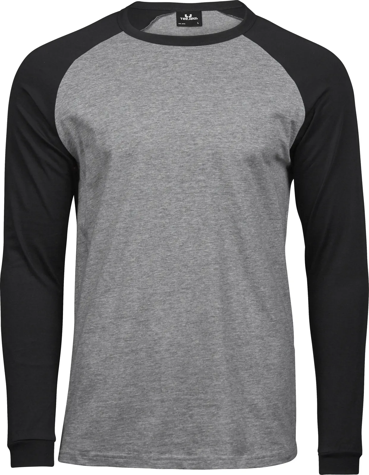 tee-jays-5072-mens-baseball-t-shirt-heather-black-front-1 TEE JAYS Men's Baseball Tee