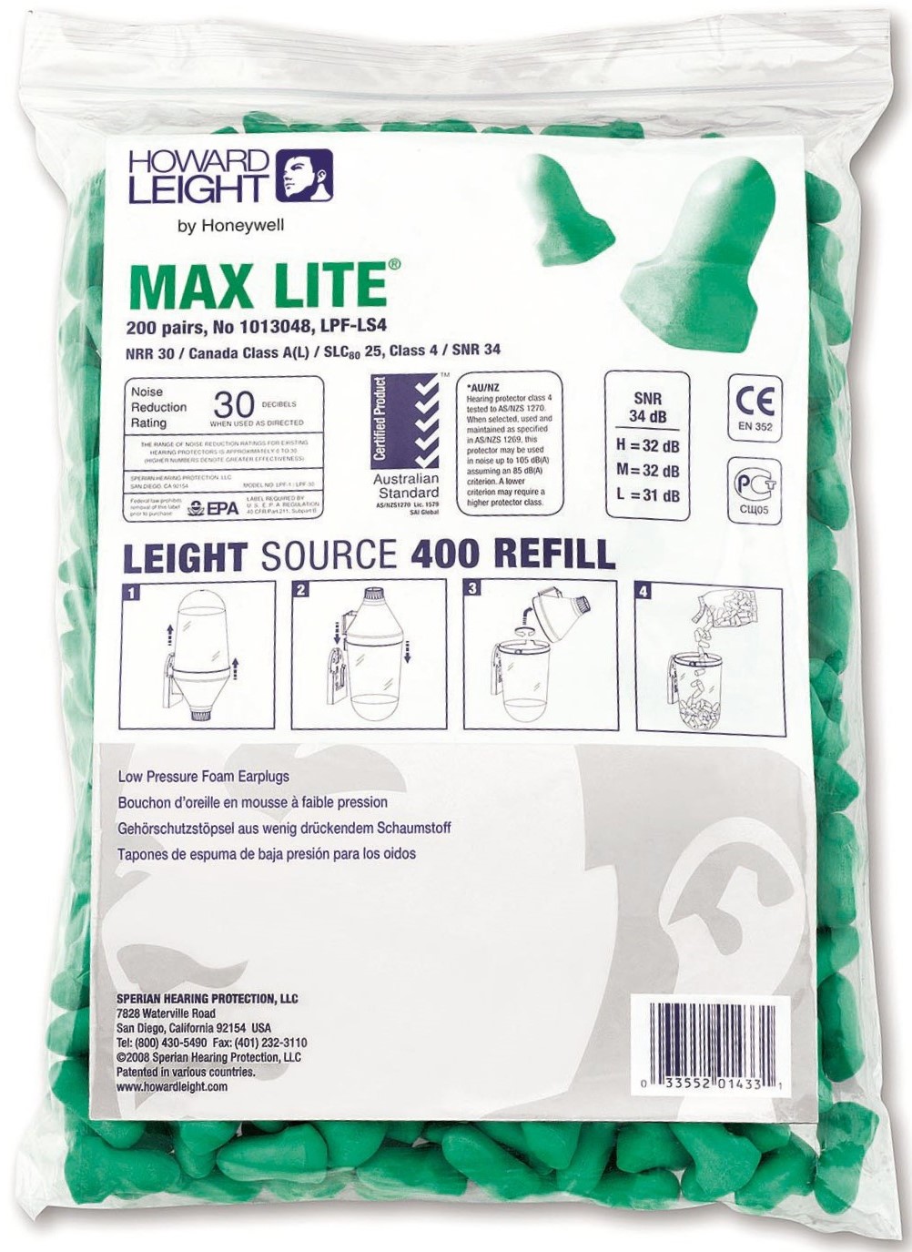 Howard Leight Nachfüllbeutel 200 Paar Maximum Lite