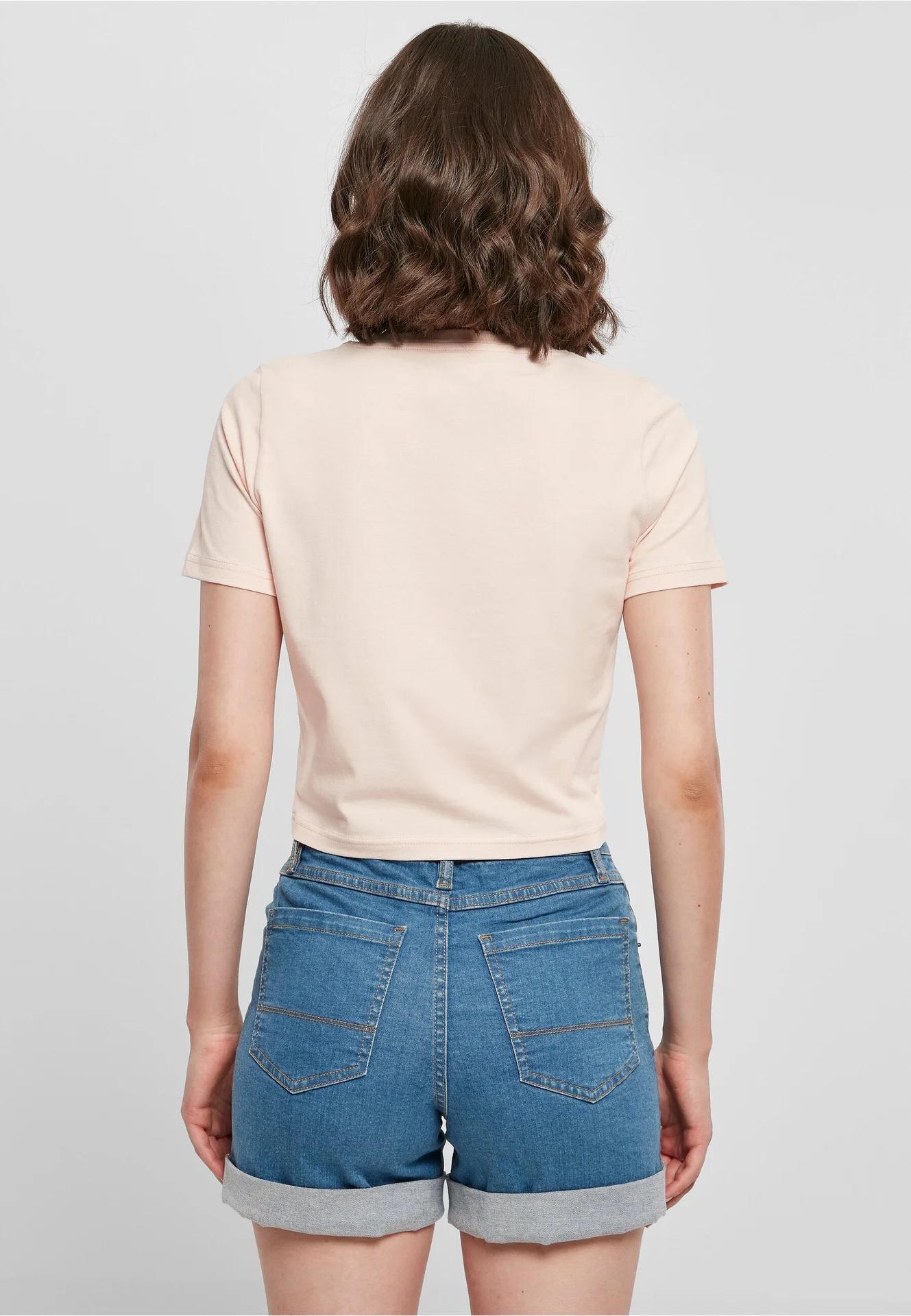 BYB-BY042-ladies-cropped-t-shirt-pink-model-2 Build Your Brand Ladies Cropped Tee
