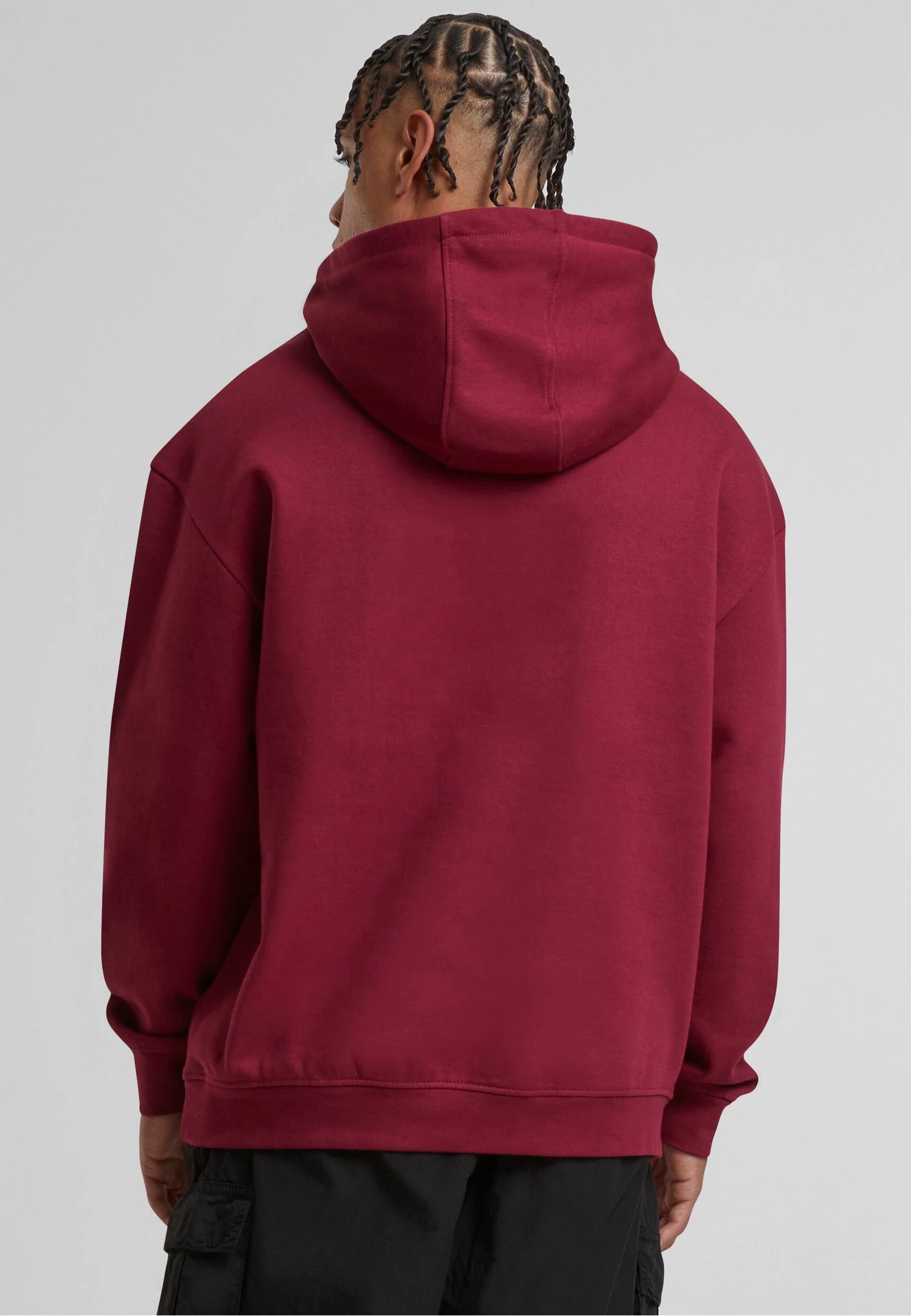 BYB-BB006-basic-oversize-hoody-burgundy-model-2 Build Your Brand Basic Oversize Hoody
