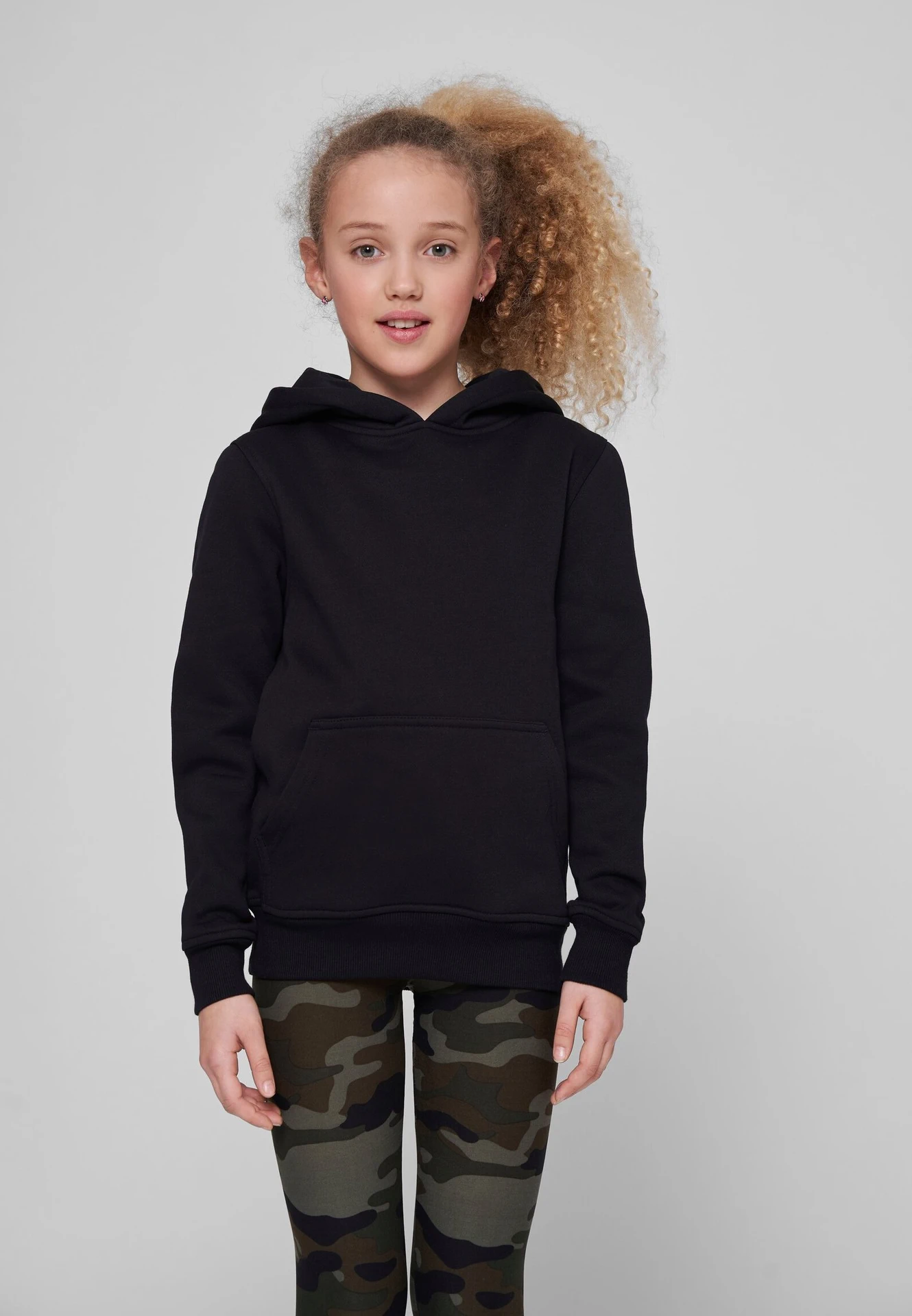 BYB-BY117-kids-basic-hoody-black-model-0 Build Your Brand Kids Basic Hoody