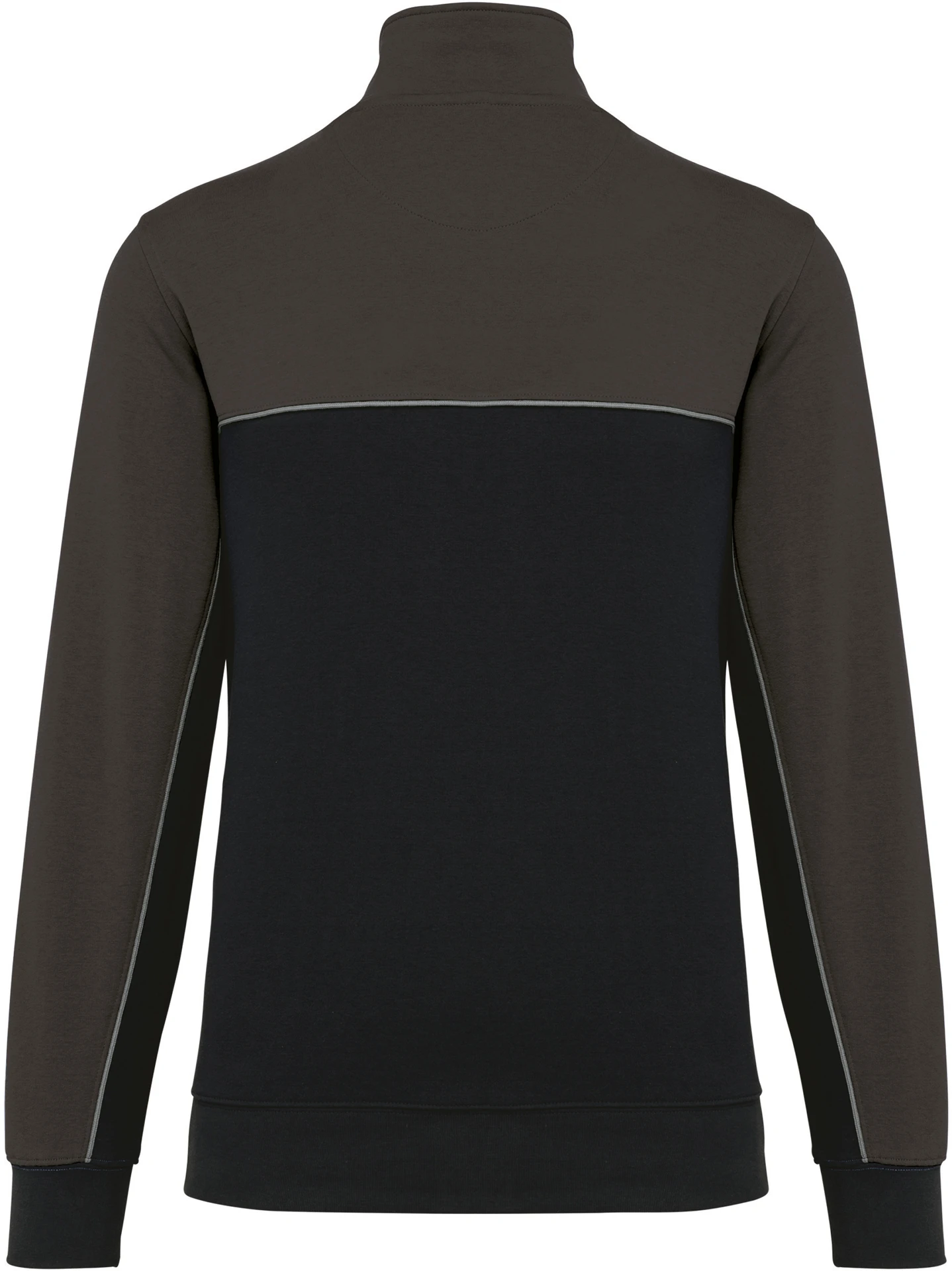 kariban-WK404-workwear-sweater-mit-viertel-zip-black-darkgrey-back-6 Kariban Unisex Workwear Sweater mit 1/4 Zip