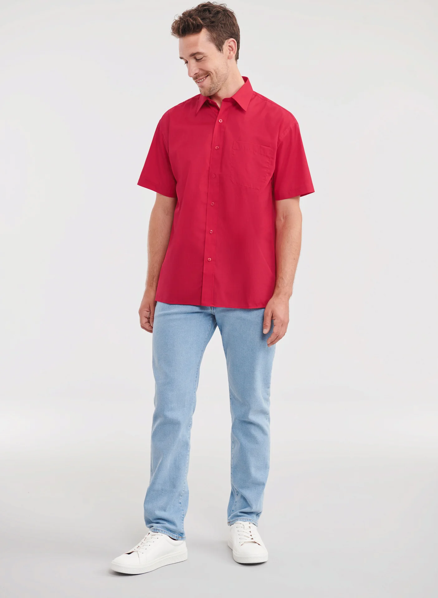 Russell Men's Short Sleeve Polycotton Easy Care Poplin Shirt