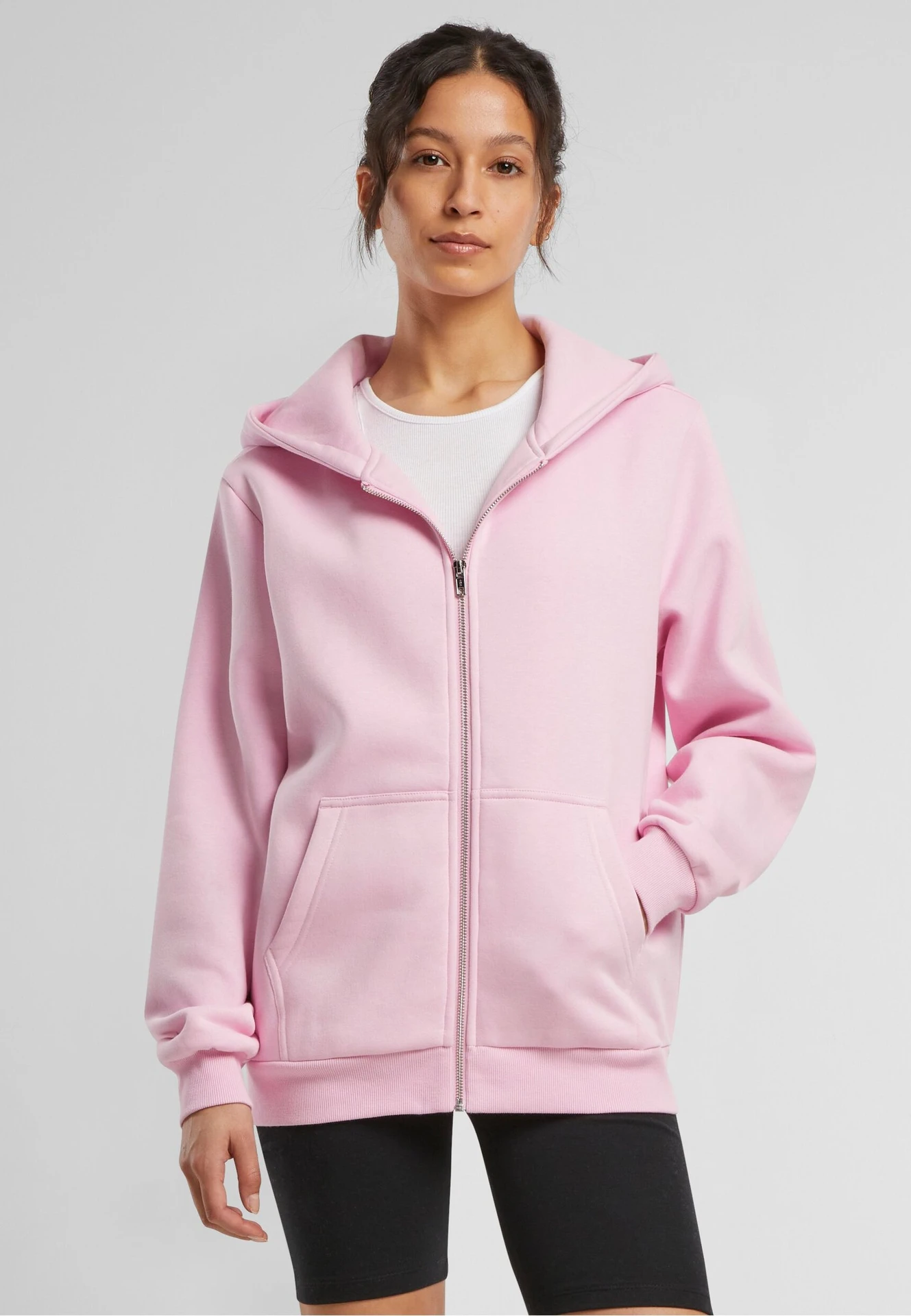 Build Your Brand Ladies Fluffy Zip Hoody
