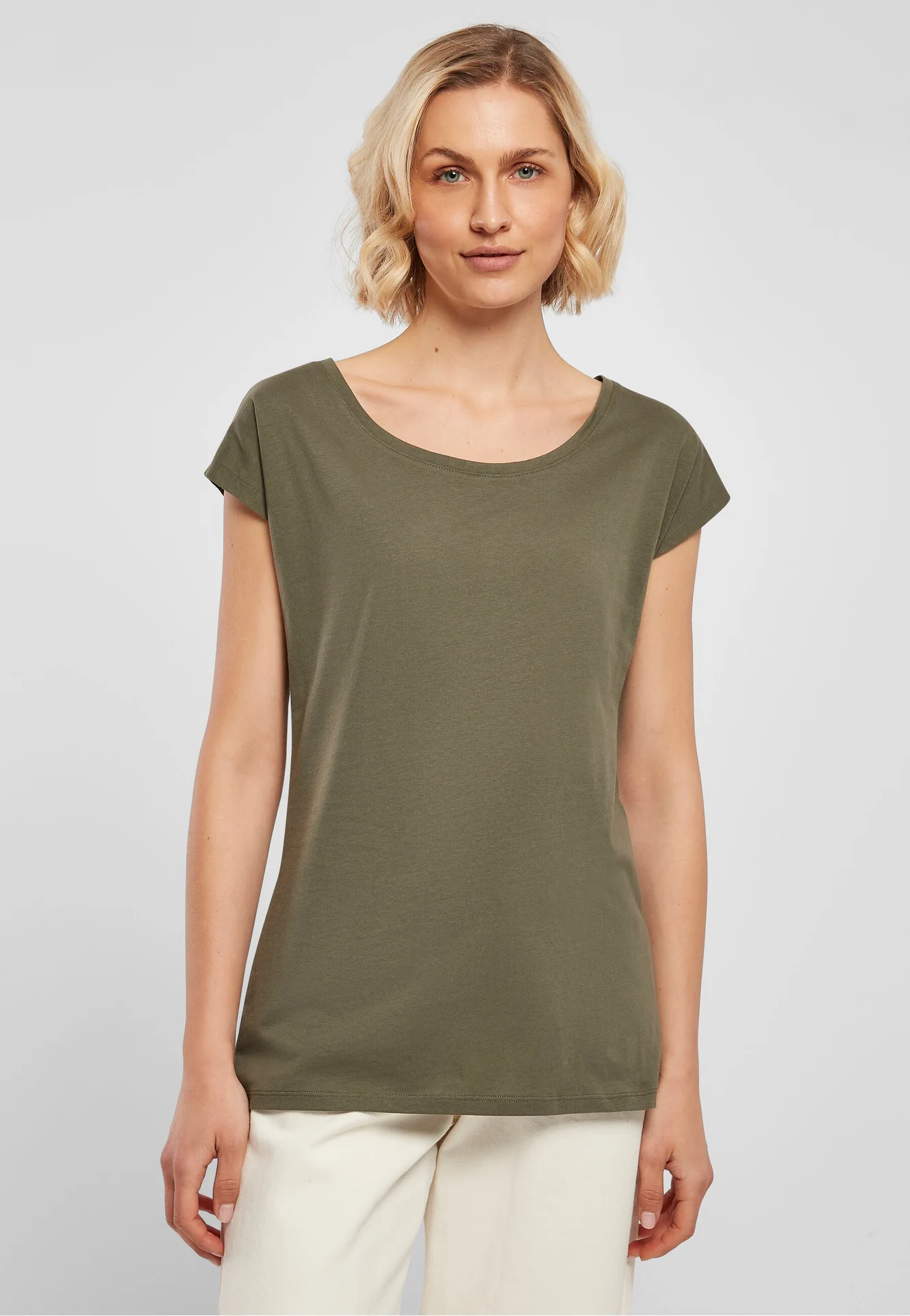 Build Your Brand Ladies Wide Neck Tee