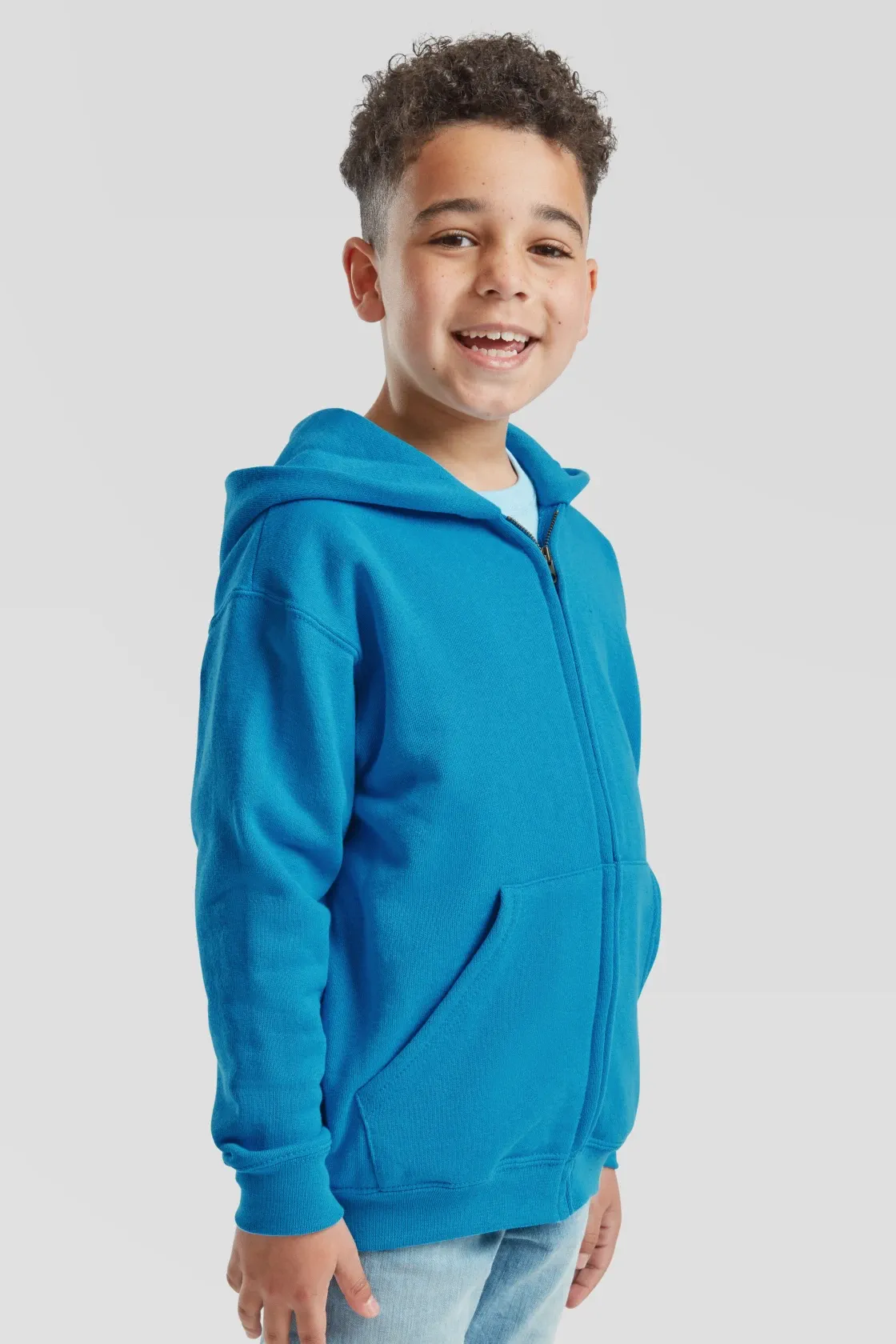 fruit-of-the-loom-62-045-0-kids-classic-hooded-sweat-jacket-azureblue-model-1 F.O.L. Classic Hooded Sweat Jacket Kids