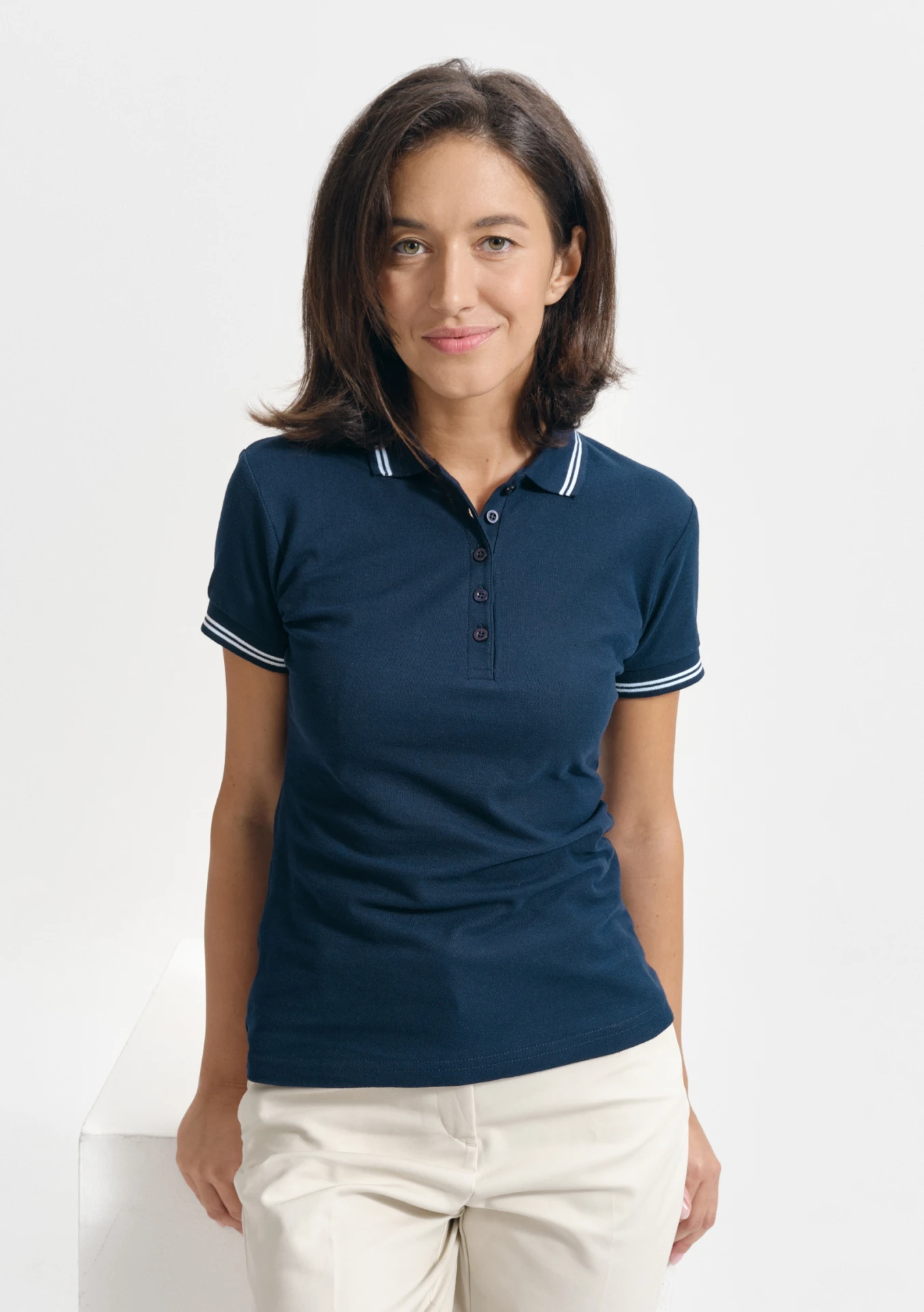 malfini-220-urban-polohemd-damen-marineblau-model-0 MALFINI Damen Polo Urban 220