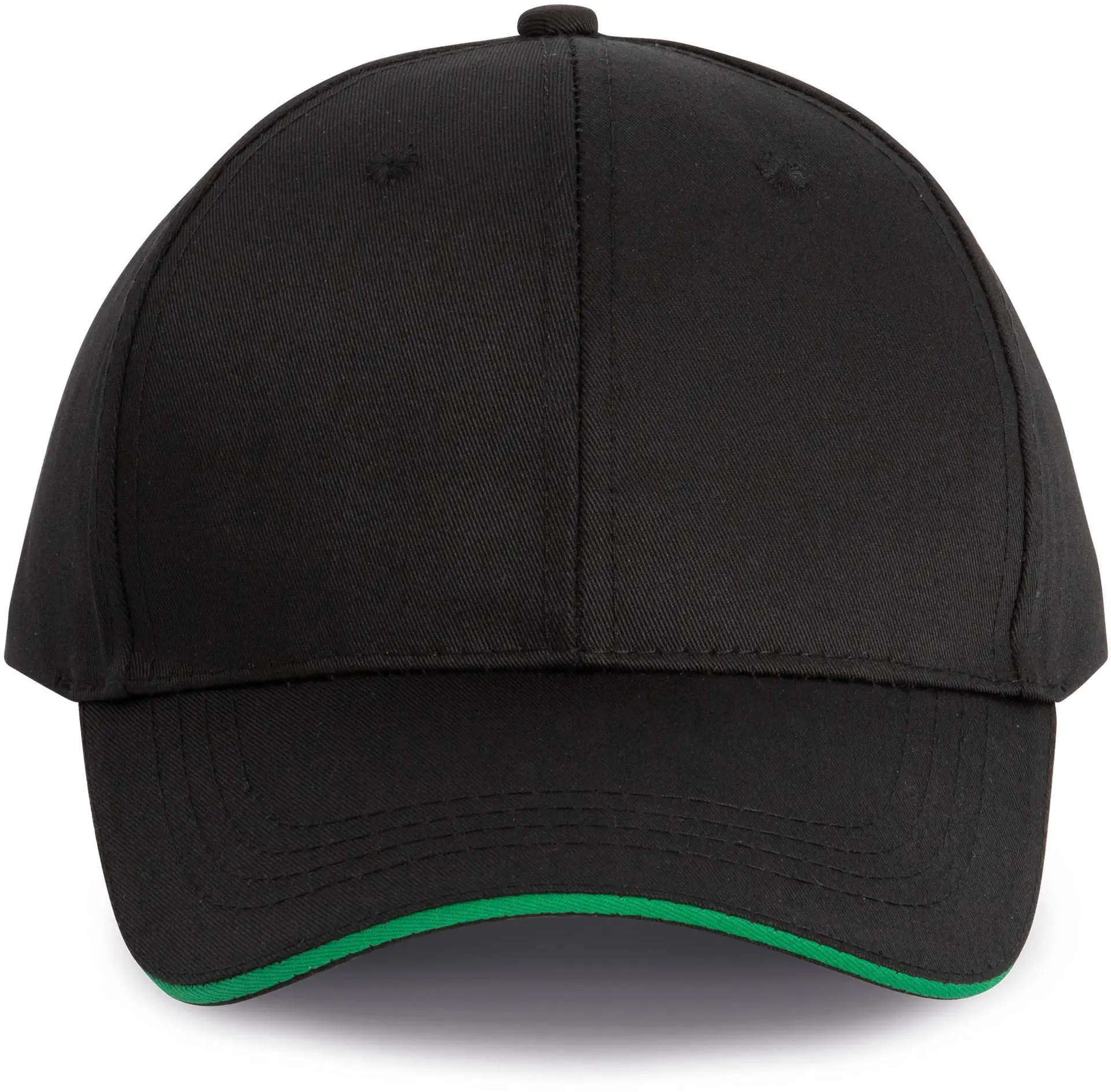 kariban-WKP145-6-panel-kappe-black-kellygreen-front-3 Kariban 6 Panel Kappe
