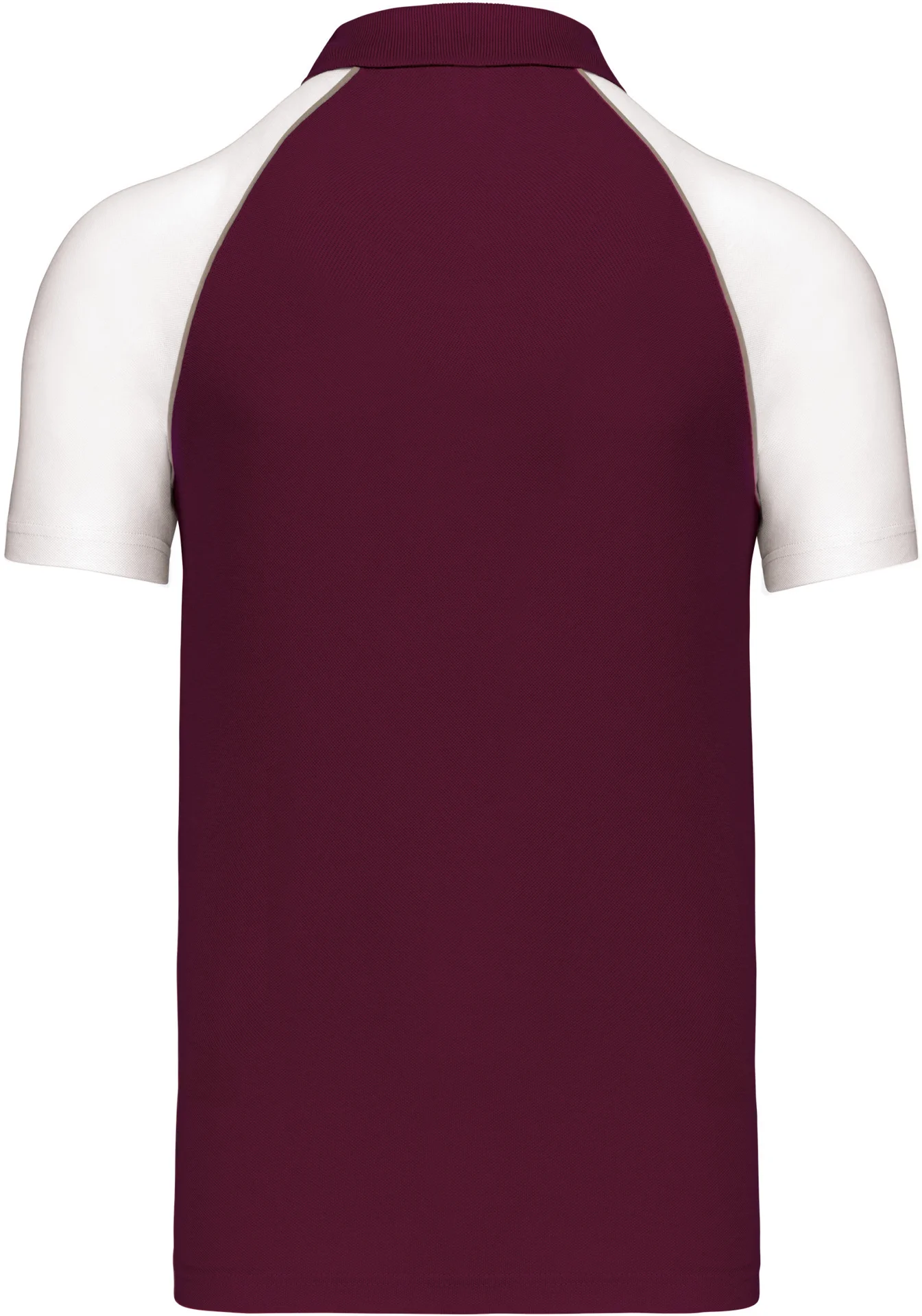 kariban-K226-baseball-pique-polo-bordeaux-lightgrey-white-back-6 Kariban Baseball Piqué Polo Shirt