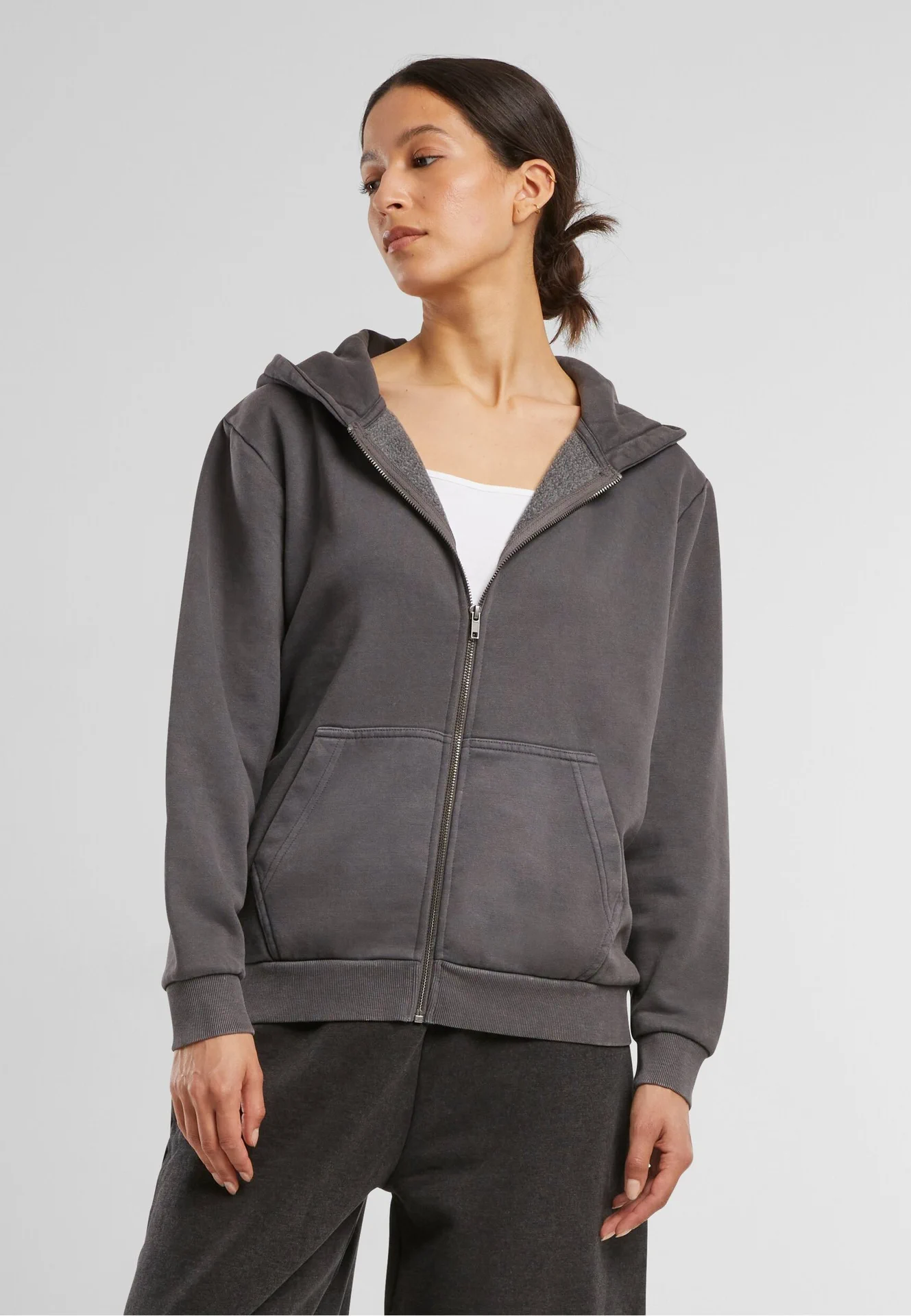 Build Your Brand Ladies Vintage Heavy Zip Hoody