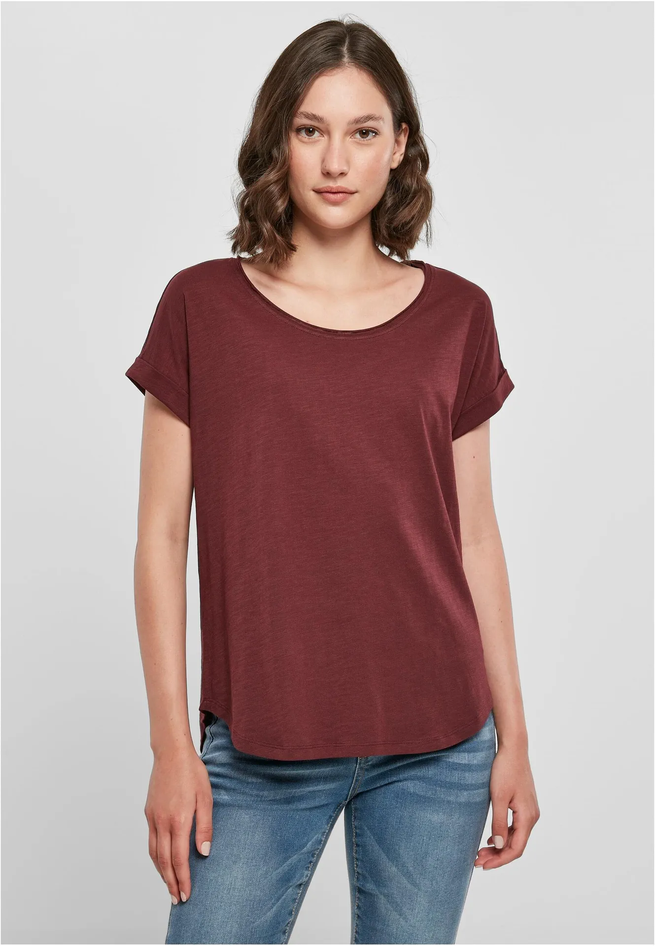 Build Your Brand Ladies Long Slub Tee