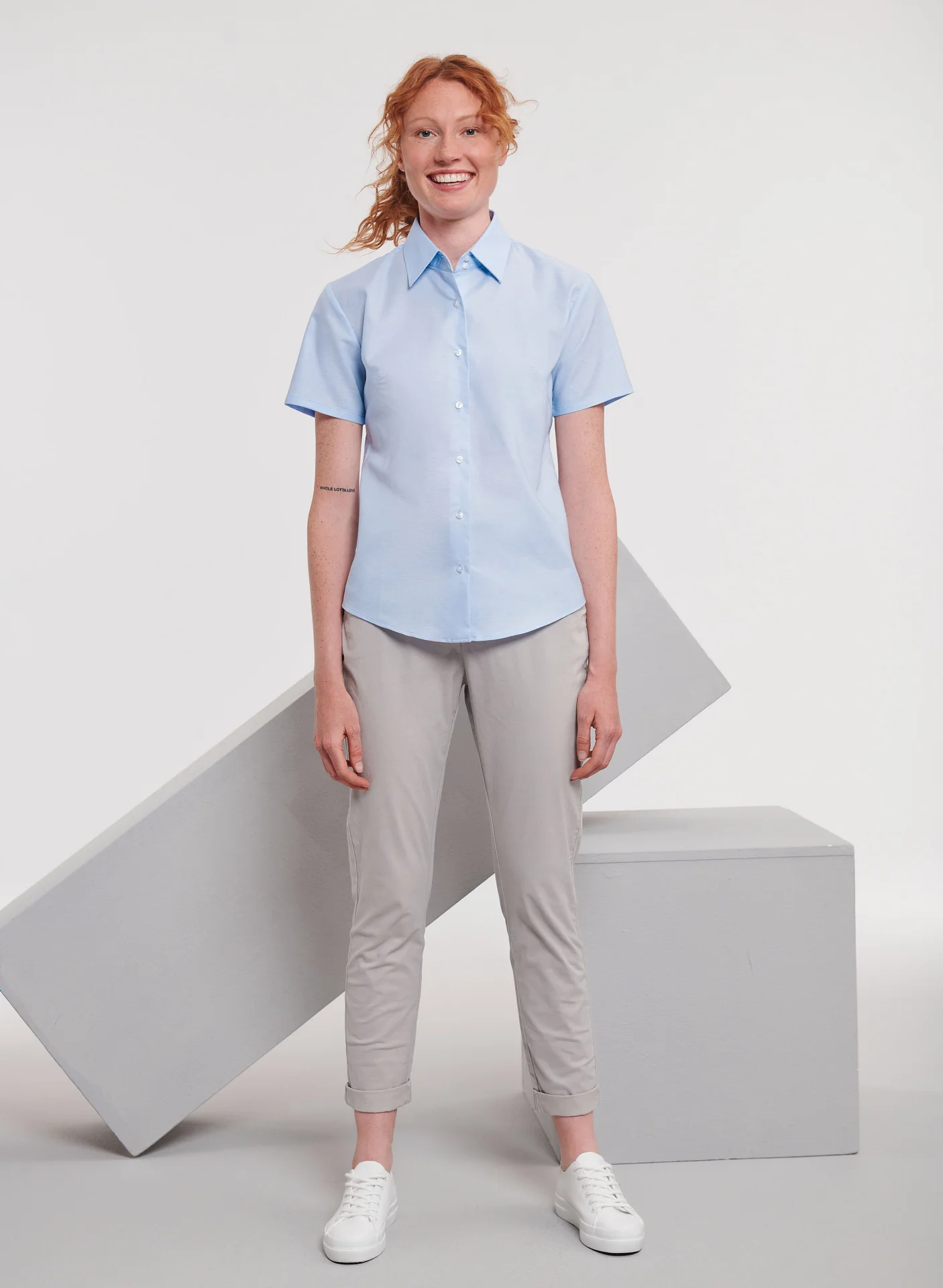 Russell Ladies Short Sleeve Easy Care Oxford Shirt