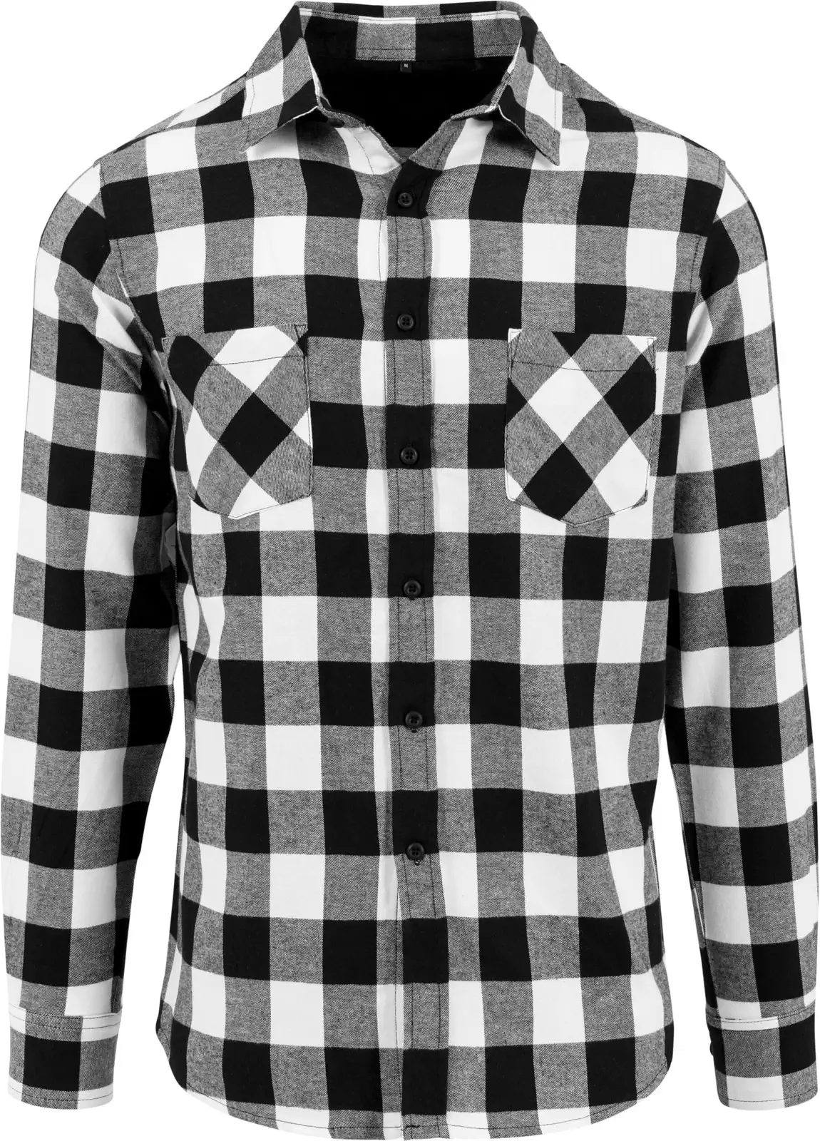 BYB-BY031-checked-flannel-shirt-black-white-front-4 Build Your Brand Checked Flannel Shirt