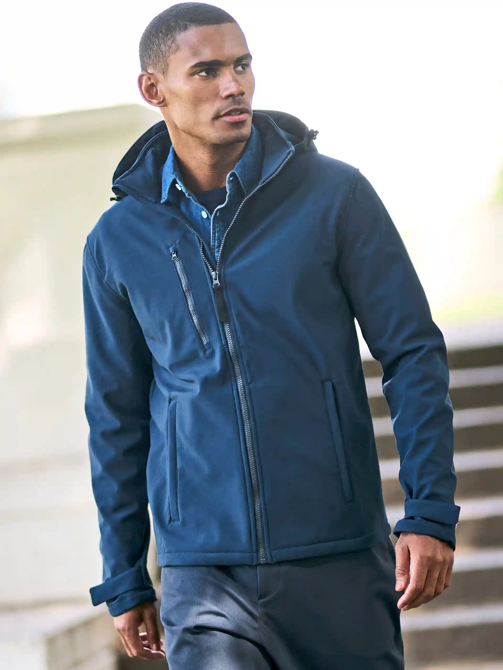 regatta-tra701-venturer-3-layer-printable-hooded-softshell-jacket-navy-navy-model-1 Regatta Venturer 3-Layer Printable Hooded Softshell Jacket