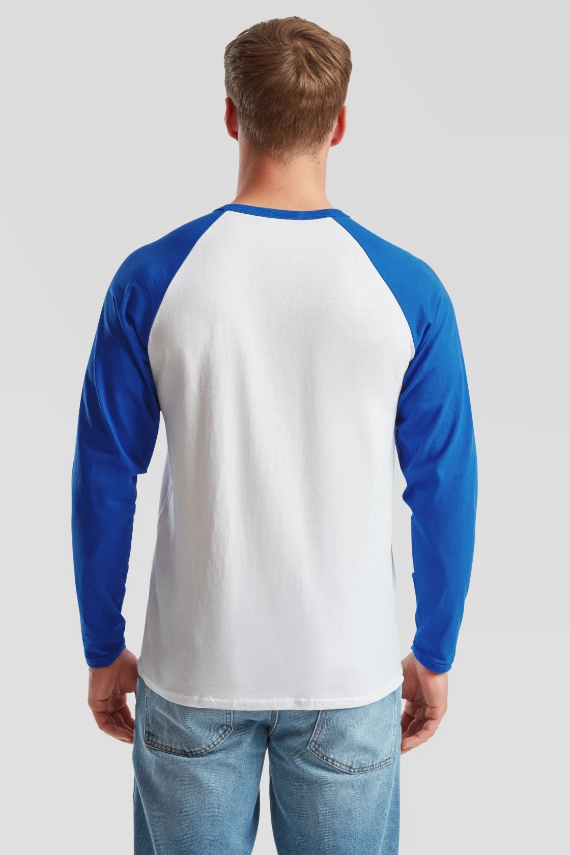 fruit-of-the-loom-61-028-0-valueweight-long-sleeve-baseball-t-shirt-white-royalblue-model-2 F.O.L. Long Sleeve Baseball T