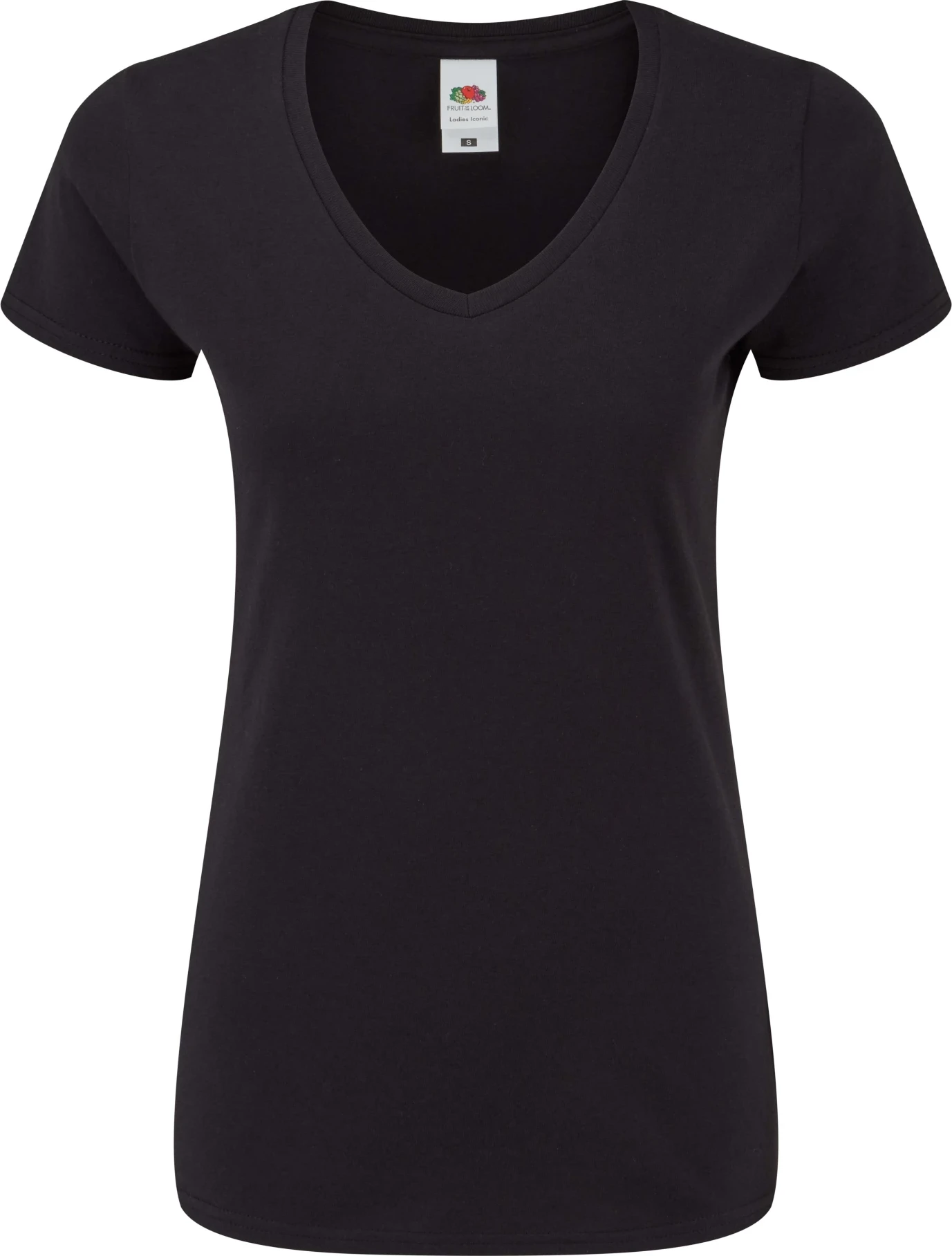 fruit-of-the-loom-61-444-0-ladies-iconic-150-v-neck-t-shirt-black-4 F.O.L. Ladies Iconic 150 V Neck T