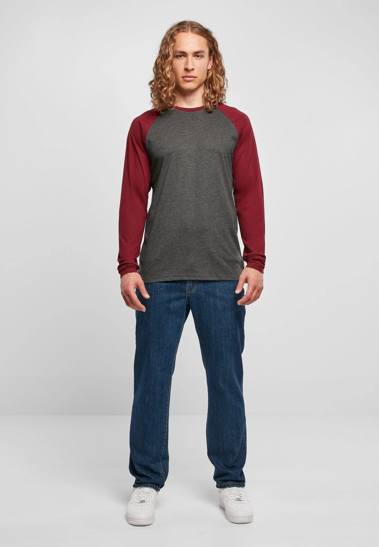 Build Your Brand Contrast Raglan Longsleeve T-Shirt
