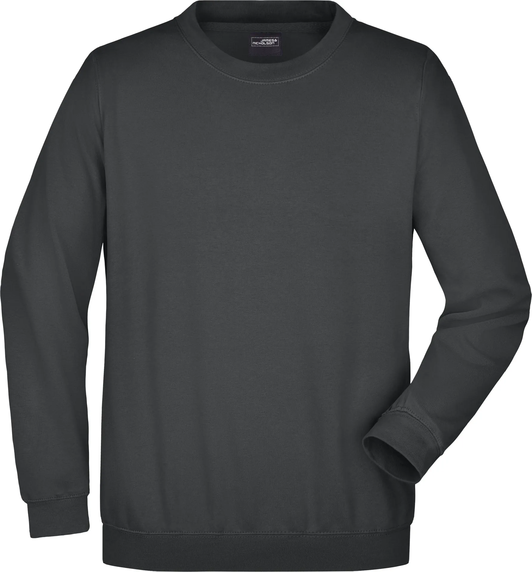 jn040-round-sweatshirt-heavy-graphite-front-3 James & Nicholson Round Sweat Heavy