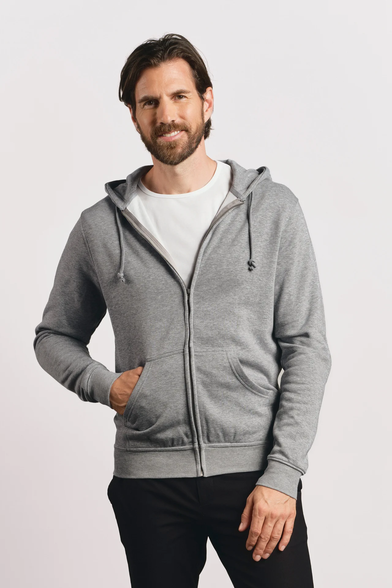 promodoro-5182-mens-hoody-jacket-sportsgrey-model-0 Promodoro Men's Hoody Jacket 80/20