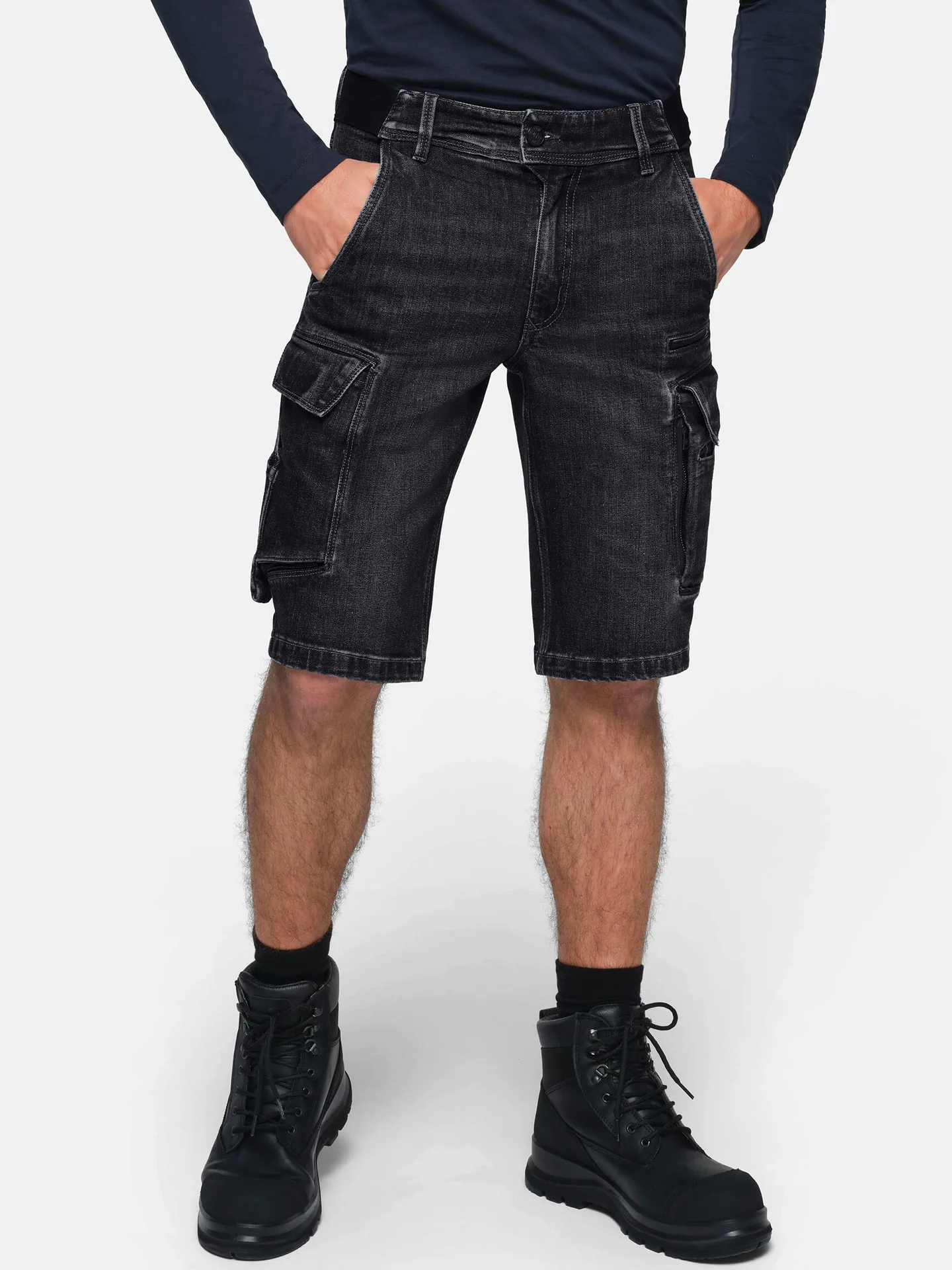 hakro-736-worker-jeansshorts-dyneema-x-stretch-eco-schwarz-model-0 HAKRO Worker-Jeansshort 736 Dyneema® X-Stretch ECO