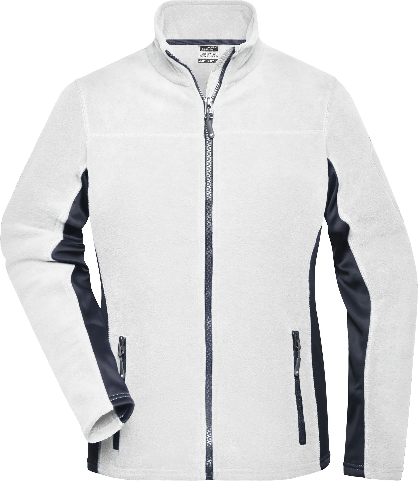 jn841-ladies-workwear-fleece-jacket-white-carbon-front-3 James & Nicholson Ladies Workwear Fleece Jacket -Strong-