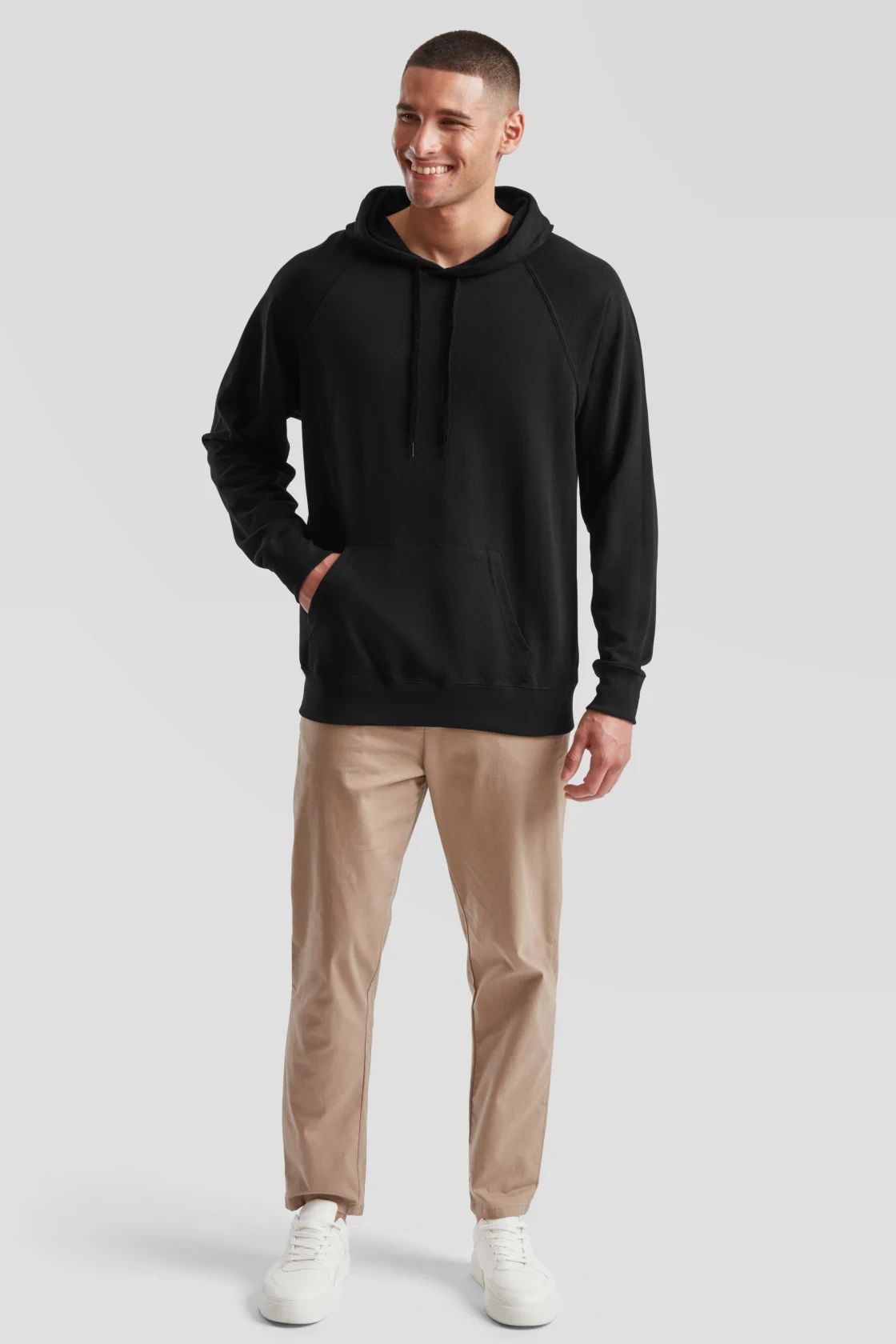 fruit-of-the-loom-62-140-0-lightweight-hooded-sweatshirt-black-model-3 F.O.L. Lightweight Hooded Sweat