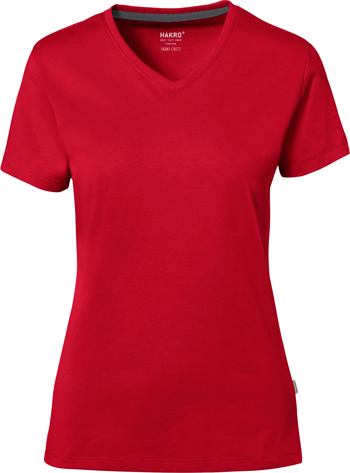 hakro-169-cotton-tec-damen-v-shirt-rot-front-1 HAKRO Damen-V-Shirt 169 Cotton-Tec