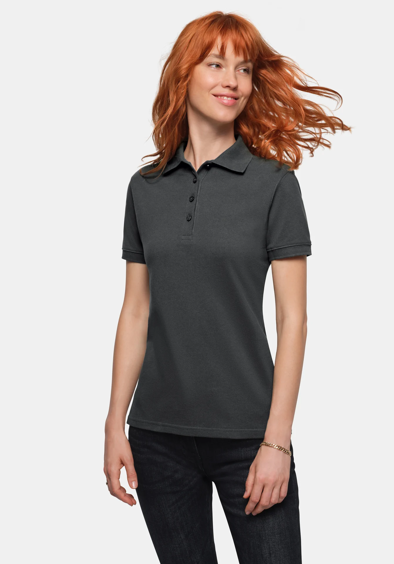 hakro-301-damen-poloshirt-bio-baumwolle-karbongrau-model-0 HAKRO Damen Poloshirt 301 Bio-Baumwolle GOTS