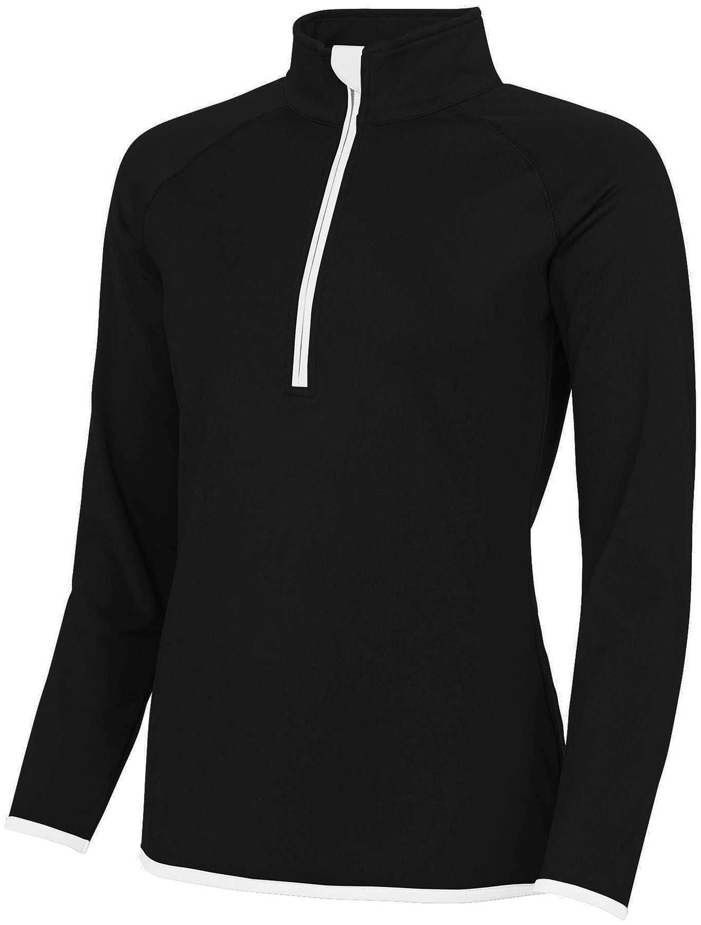 justcool-jc036-womens-cool-half-zip-sweatshirt-jetblack-arcticwhite-front-1 Just Cool Women's Cool 1/2 Zip Sweat