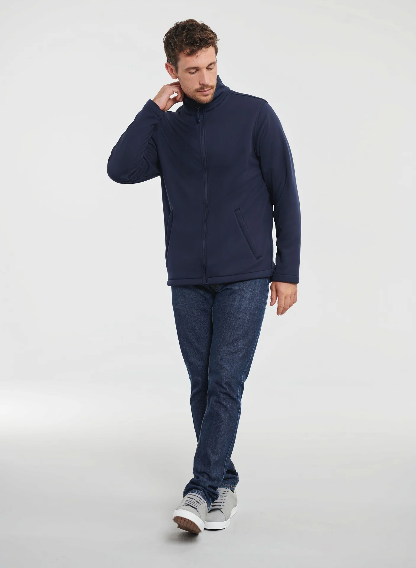 russell-r040m-mens-smart-softshell-jacket-frenchnavy-model-2 Russell Men's Smart Softshell Jacket