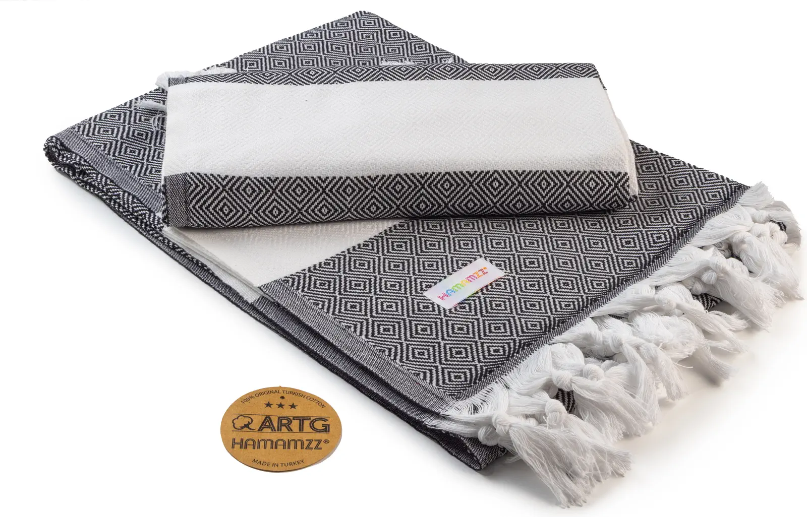 artg-ar056-hamamzz-marmaris-deluxe-towel-black-front-1 ARTG Hamamzz® Marmaris DeLuxe Towel