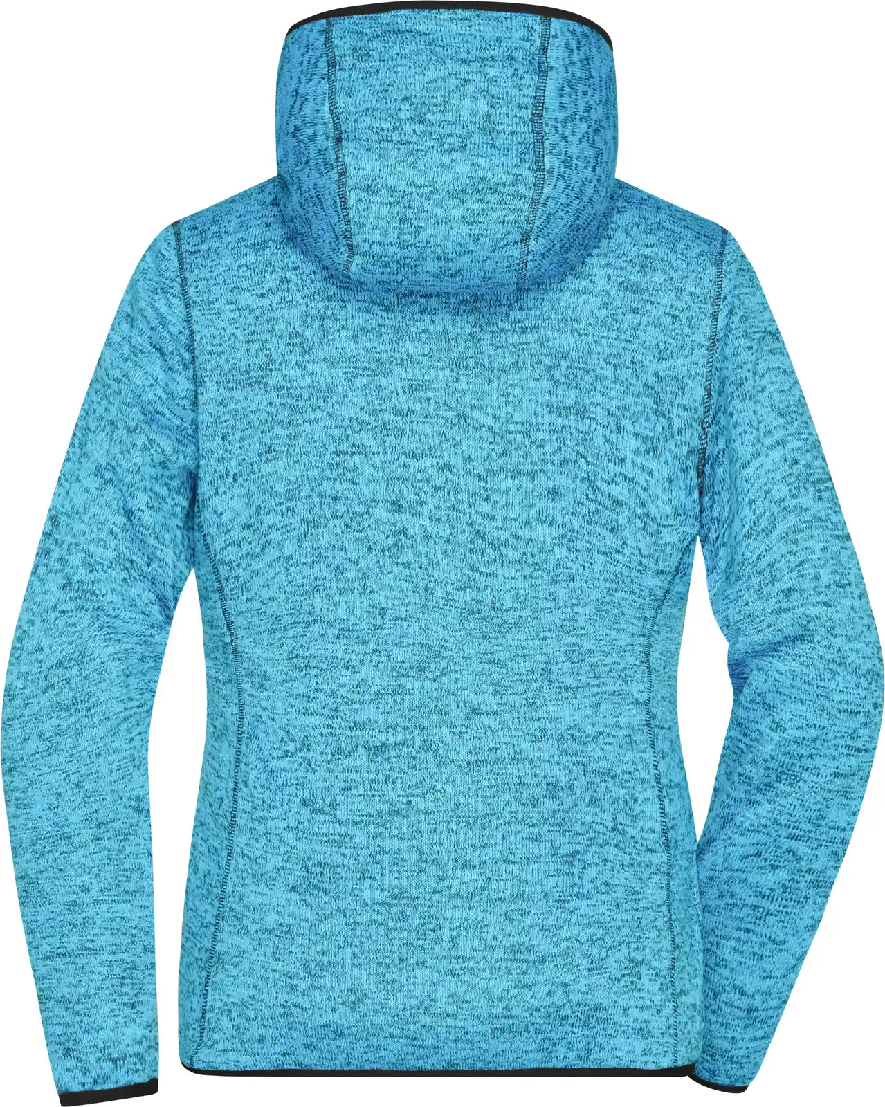 jn588-ladies-knitted-fleece-hoody-bluemelange-black-back-5 James & Nicholson Ladies Knitted Fleece Hoody