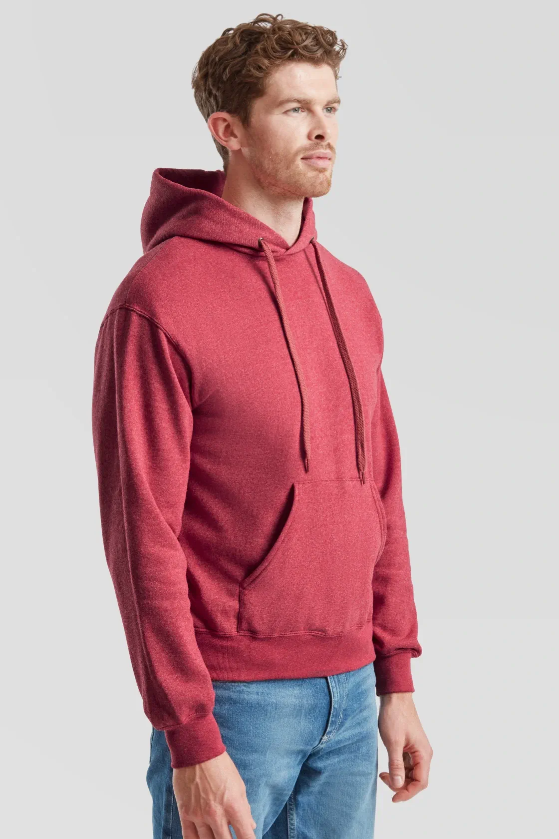 fruit-of-the-loom-62-208-0-classic-hooded-sweatshirt-heatherred-model-1 F.O.L. Classic Hooded Sweat