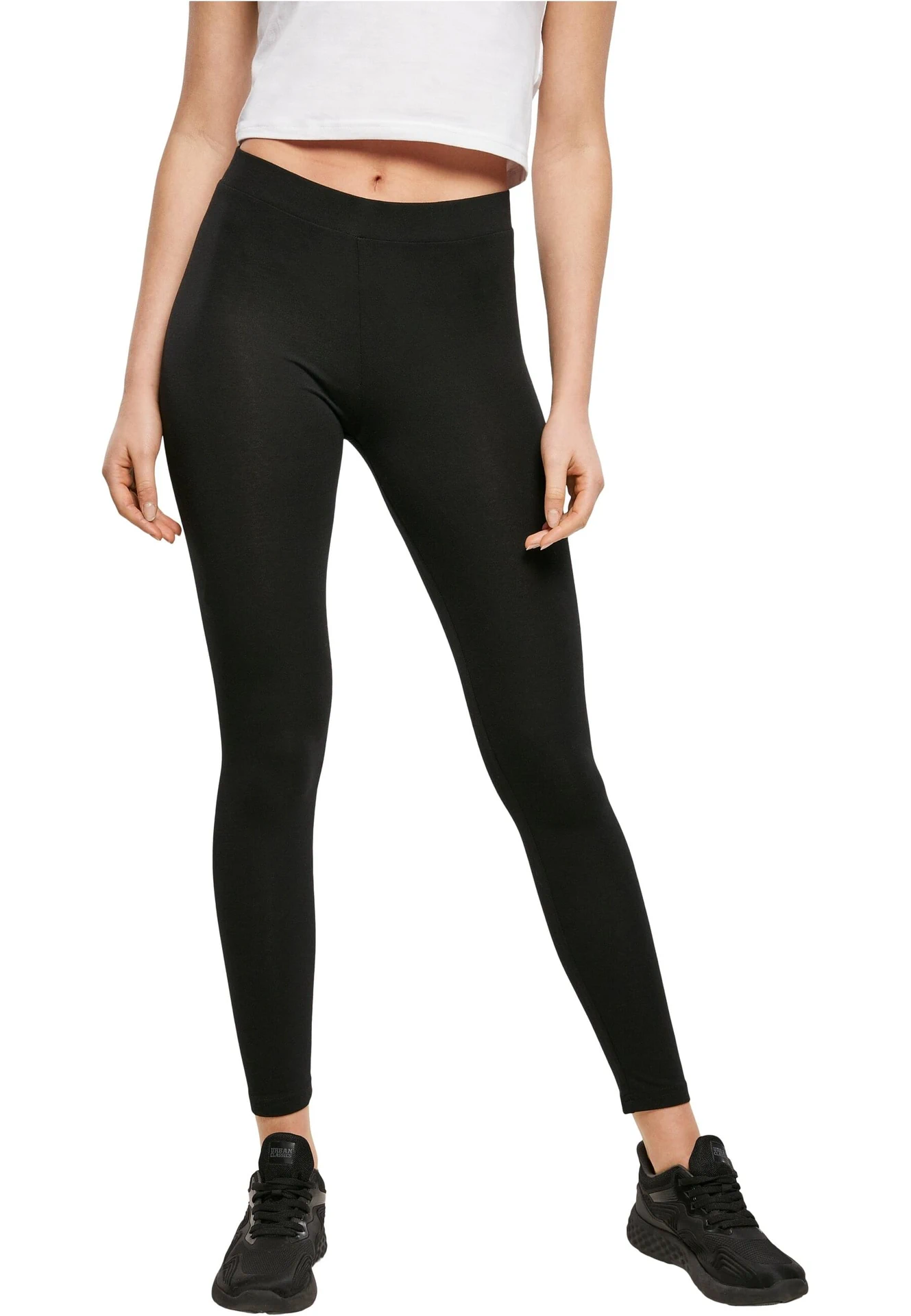 BYB-BY099-ladies-stretch-jersey-leggings-black-model-0 Build Your Brand Ladies Stretch Jersey Leggings