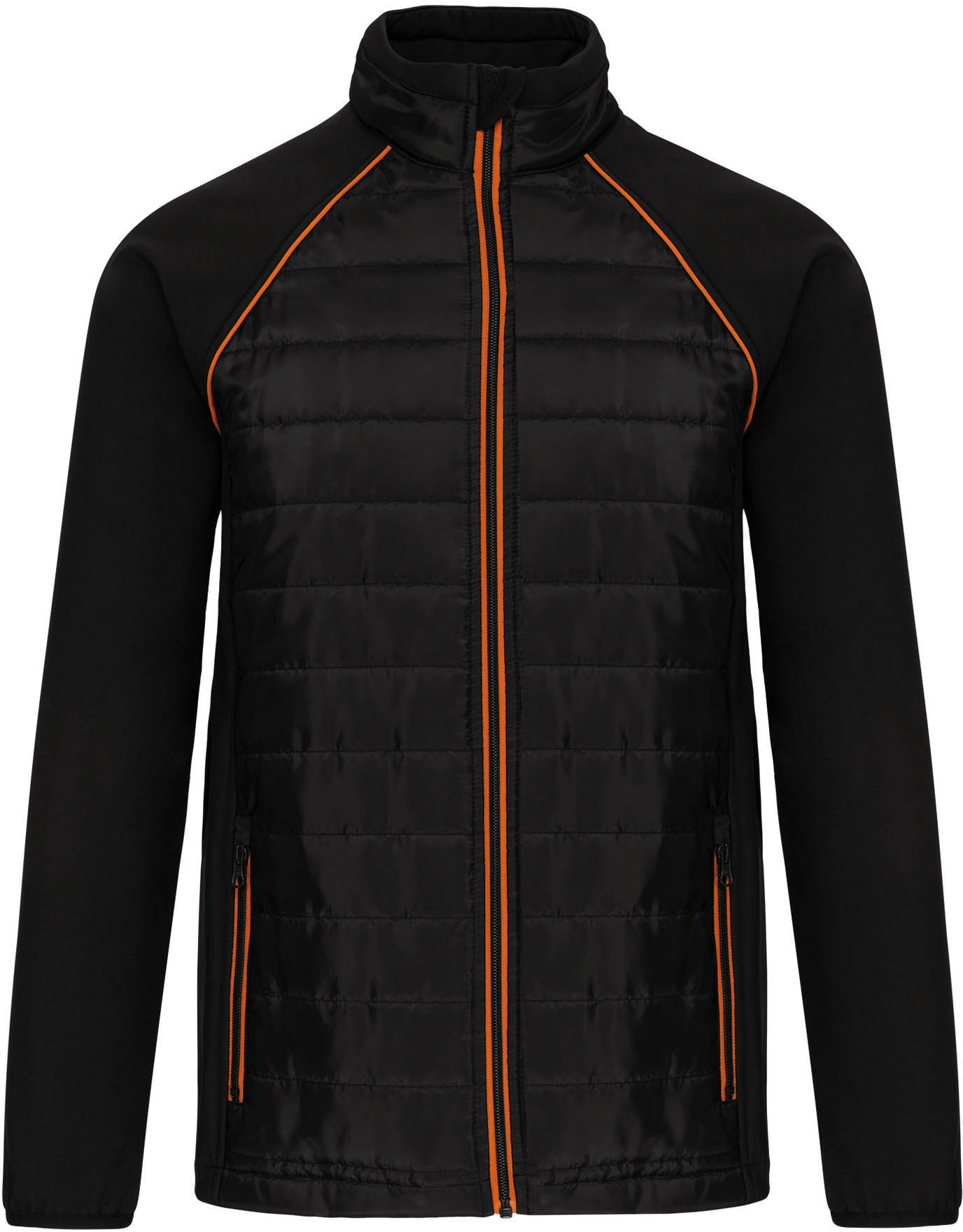 kariban-WK6147-workwear-hybrid-jacke-day-to-day-black-orange-front-3 Kariban Unisex Workwear Hybrid Jacke "Day-to-Day"