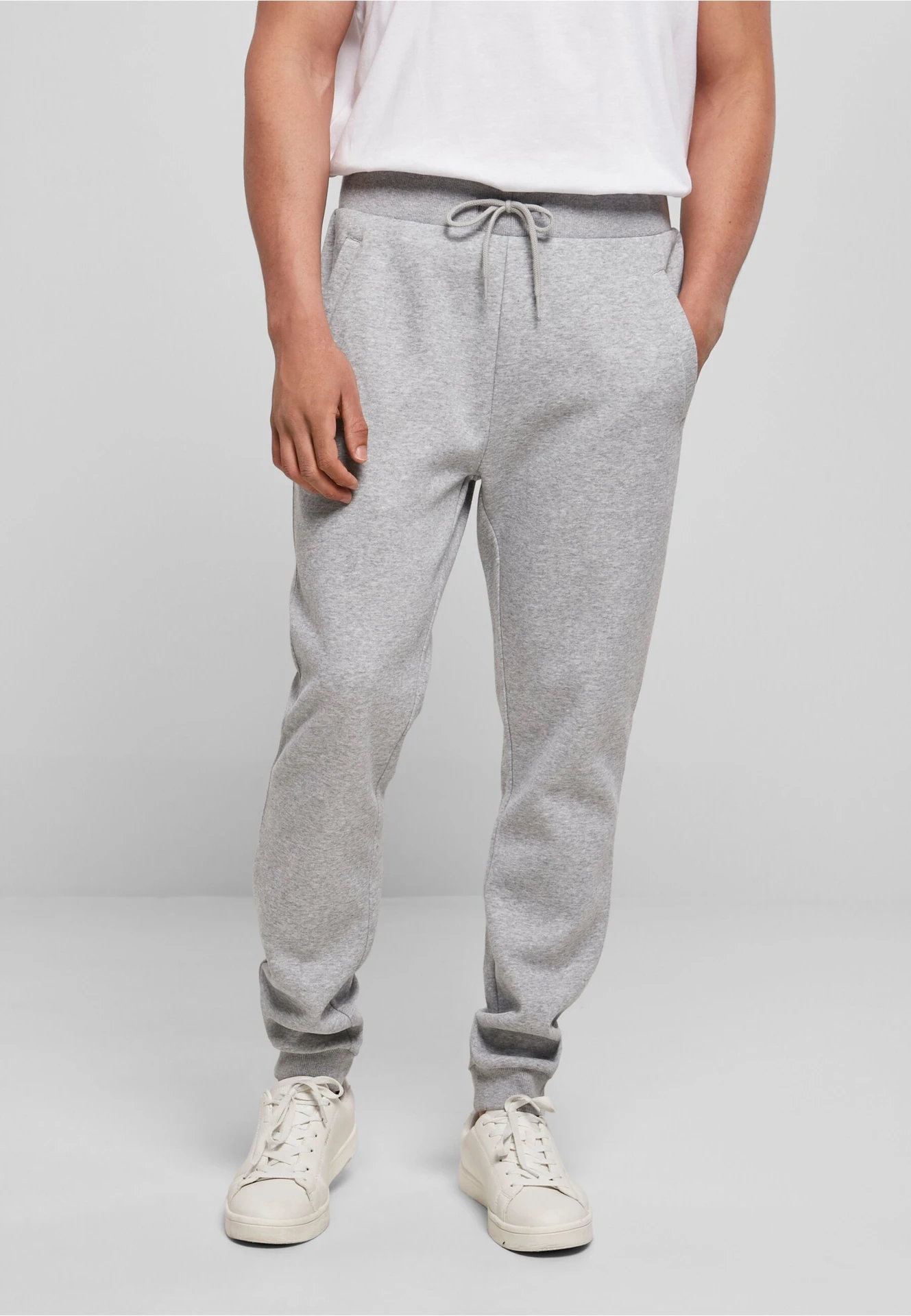 BYB-BY174-organic-basic-sweatpants-heathergrey-model-0 Build Your Brand Organic Basic Sweatpants