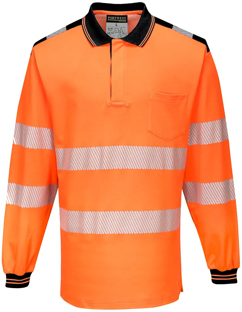 PORTWEST T184 Warnschutz Cotton Comfort Polo-Shirt, langarm