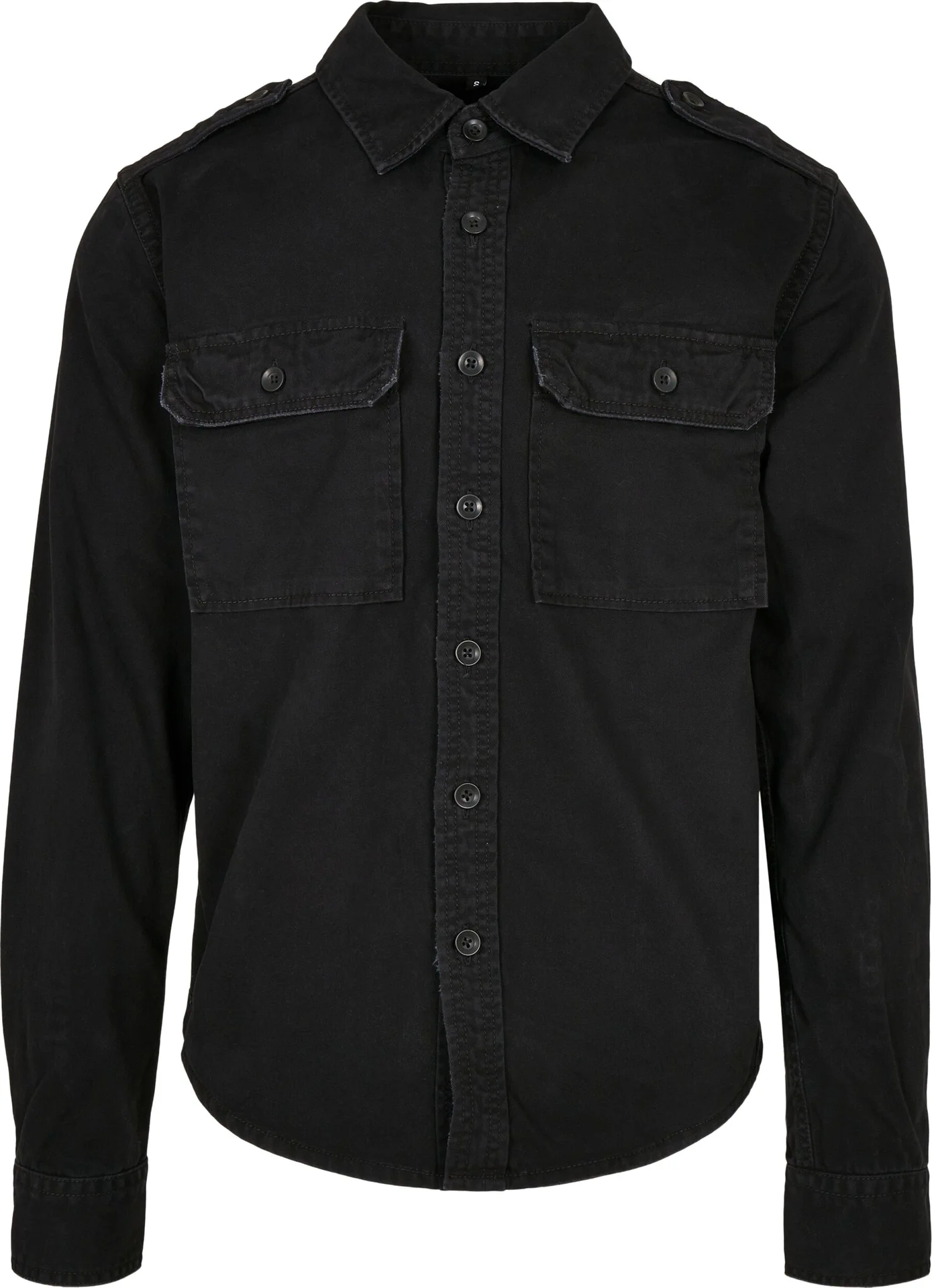 BYB-B9373-vintage-shirt-long-sleeve-black-front-4 Build Your Brand Vintage Shirt Long Sleeve