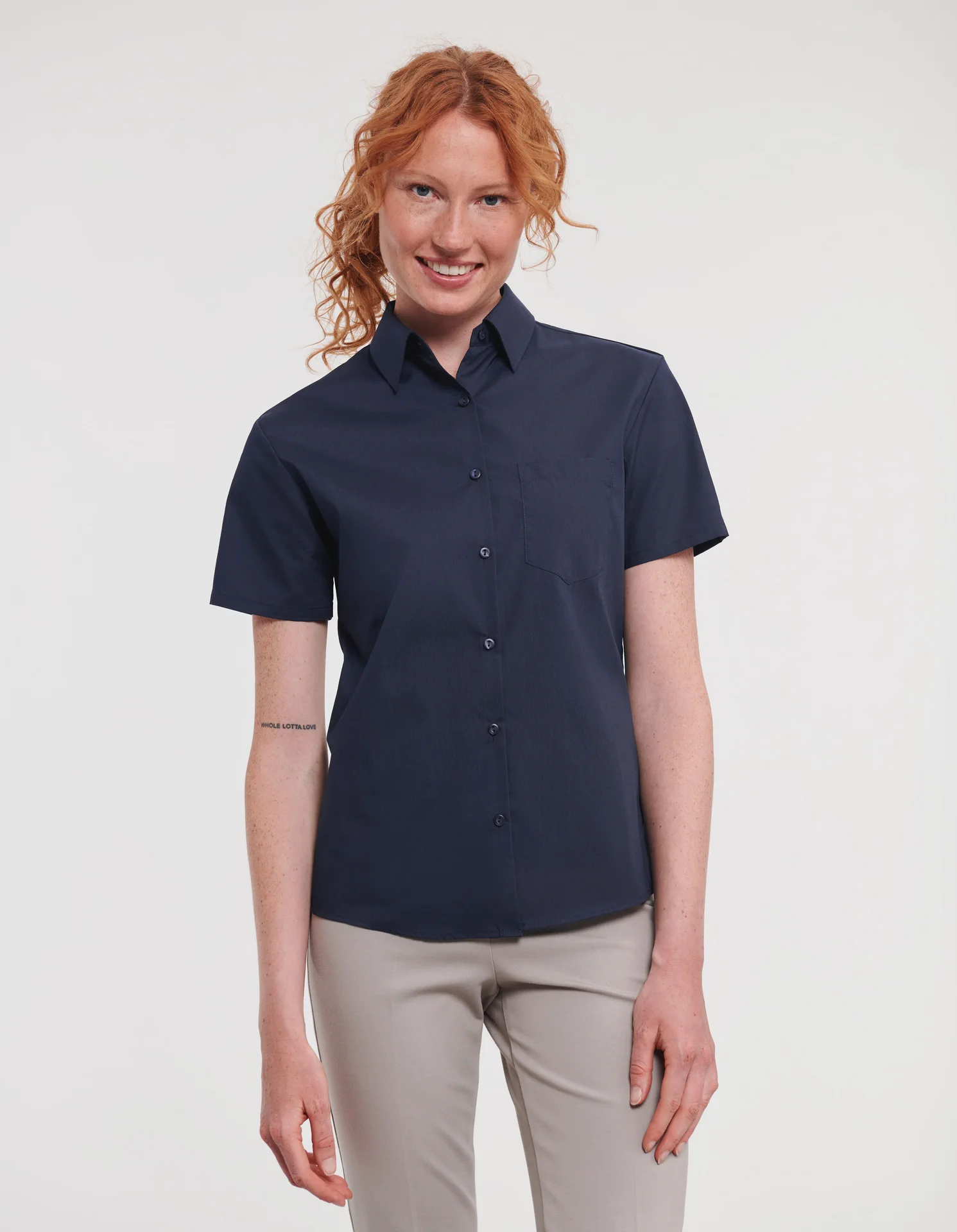Russell Ladies Short Sleeve Polycotton Easy Care Poplin Shirt