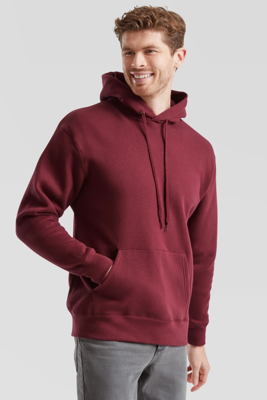 fruit-of-the-loom-62-152-0-premium-hooded-sweatshirt-burgundy-model-1 F.O.L. Premium Hooded Sweat